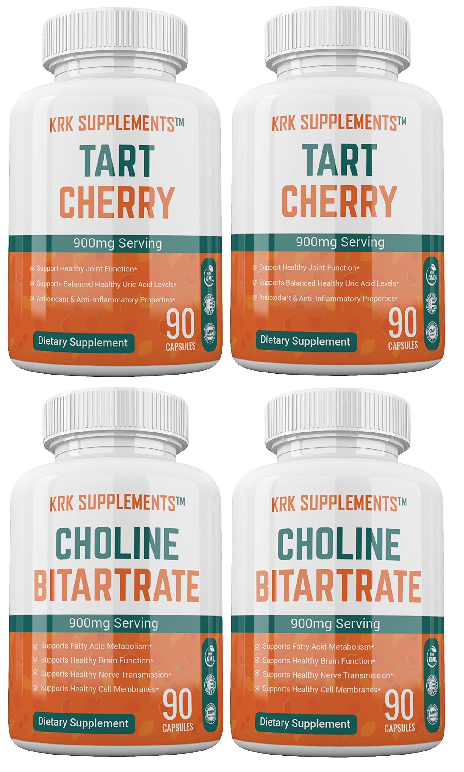 KRK SUPPLEMENTS Bundle Combo of 2 Bottles of Choline Bitartrate and 2 Bottles KRK SUPPLEMENTS uk supplements