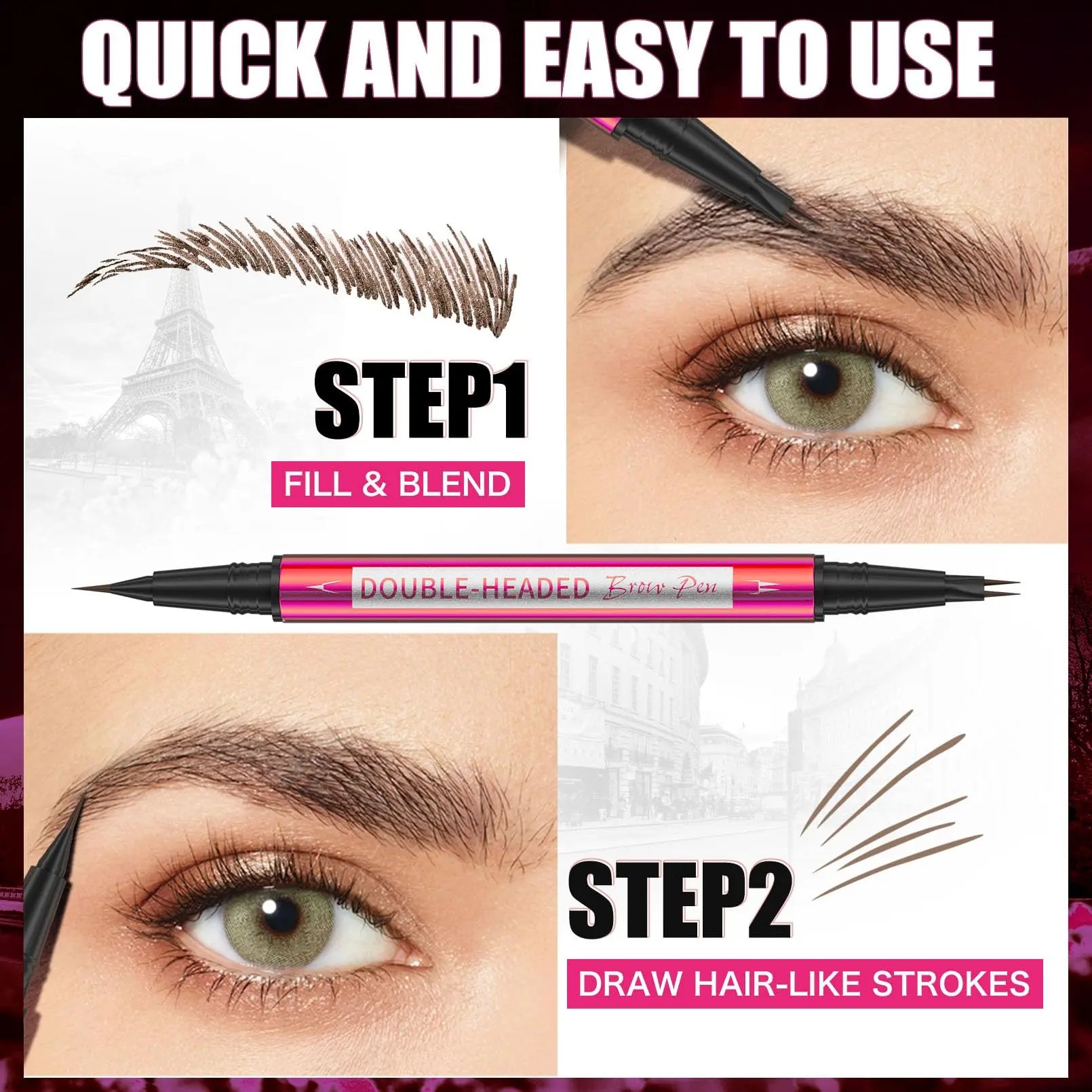 YuLinLon Double-Headed Brow Pen, Ultra-Precise Hair-Like Strokes, Long-Lasting Waterproof Makeup, Available in 5 Natural Shades (3#Dark Brown) Yulinlon uk supplements
