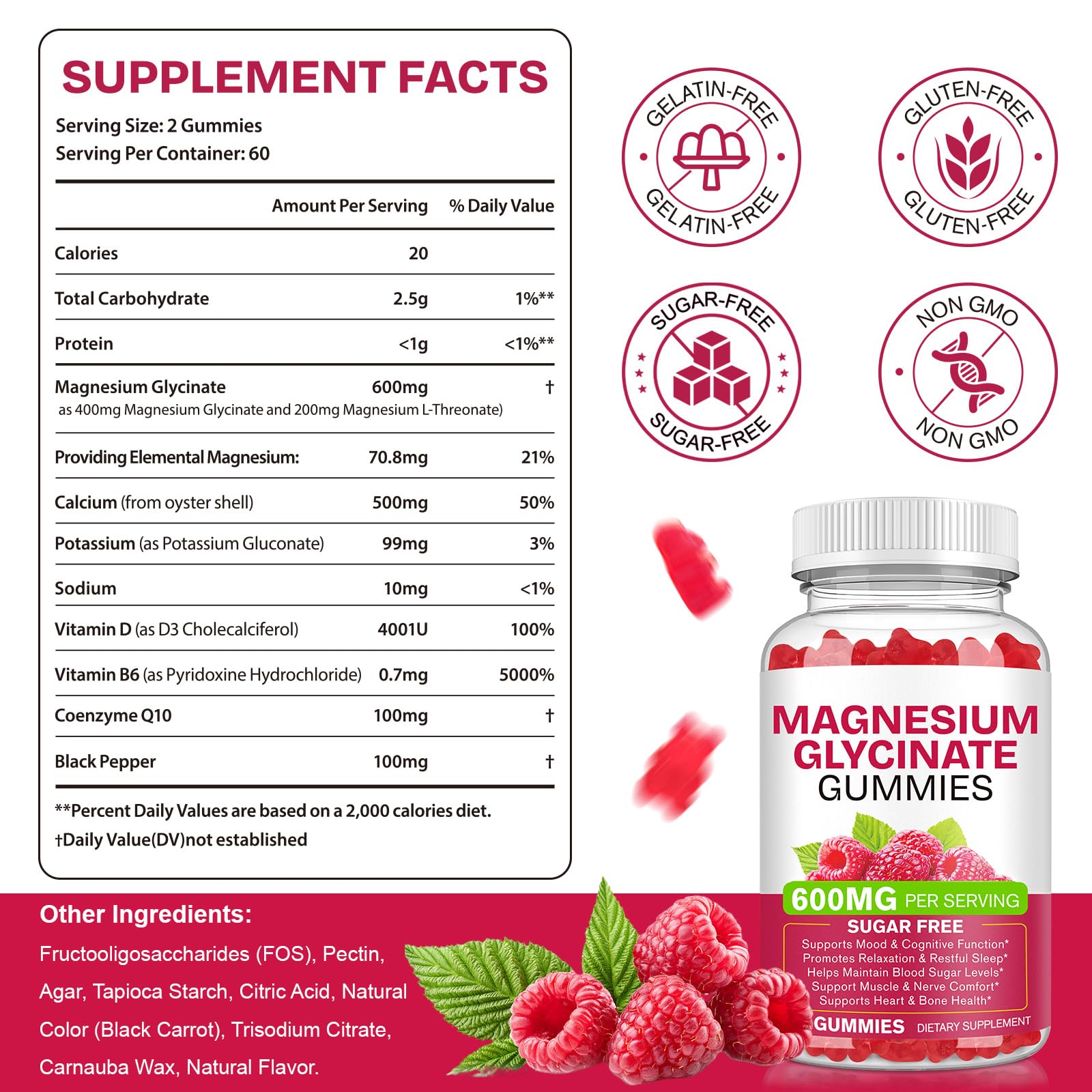 Magnesium Glycinate Gummies 600mg 120 Count - Sugar Free Magnesium Supplement - Supports for Sleep, Memory, Mood, Muscle, Relaxation, Heart & Bone Health BOIUOITI uk supplements