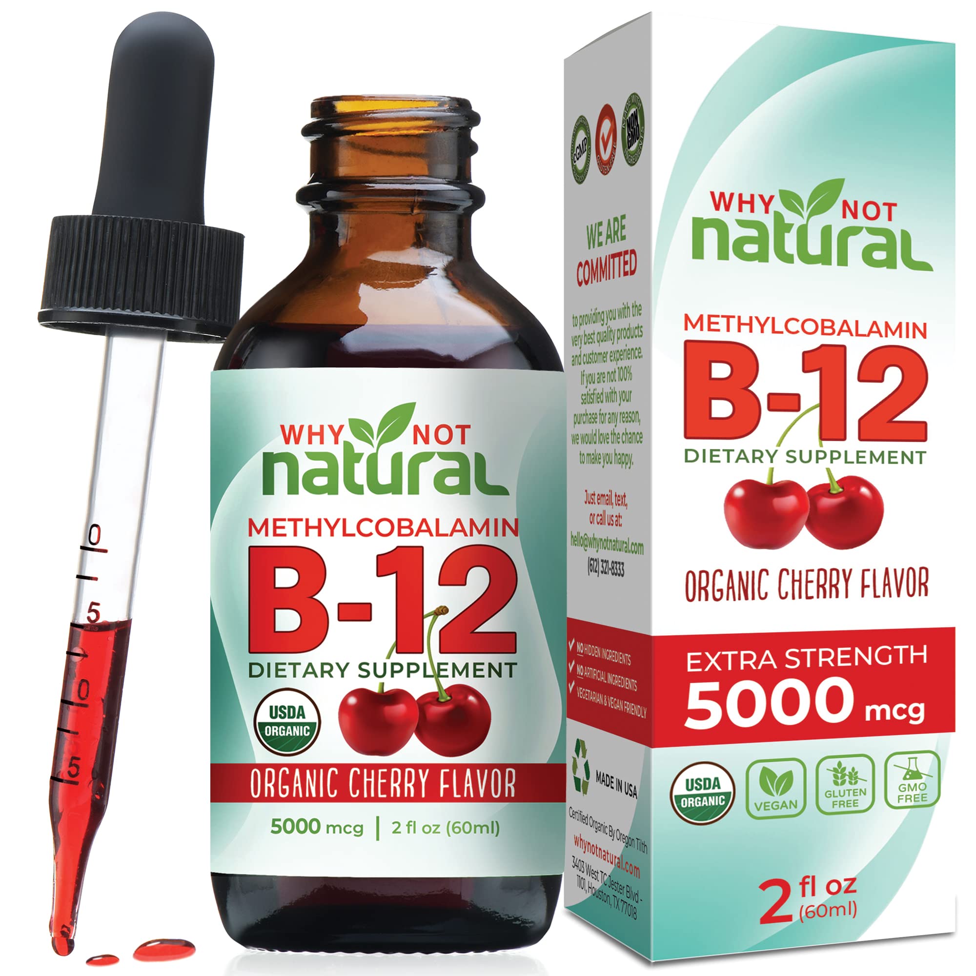 Why Not Natural Organic Vitamin B12 Liquid - Sublingual Extra Strength 60 x 5000 mcg Why Not Natural uk supplements
