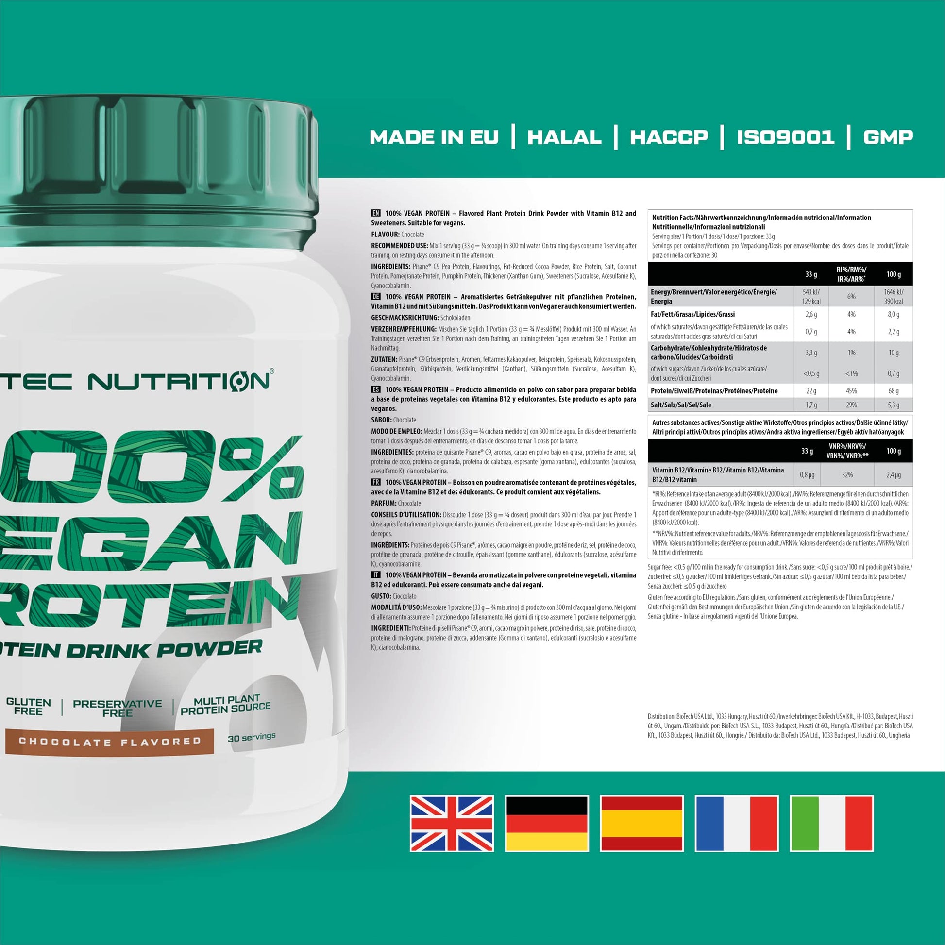Scitec Nutrition 100% Vegan Protein – 5 Plant-Based Protein Sources – Fortified with Vitamin B12 Scitec Nutrition uk supplements
