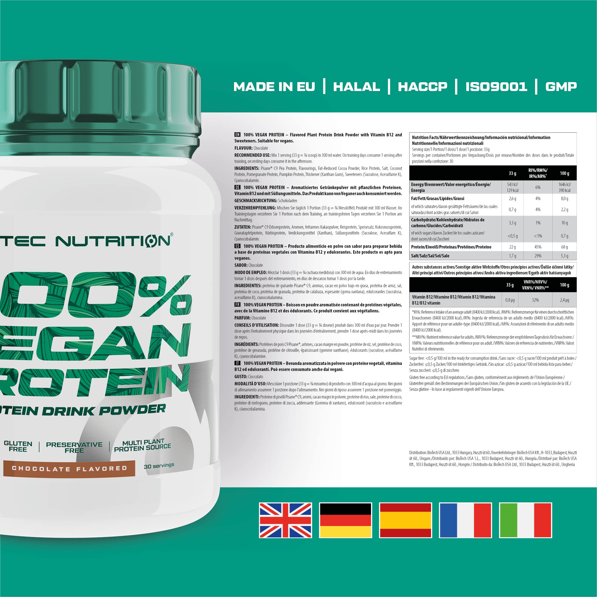 Scitec Nutrition 100% Vegan Protein – 5 Plant-Based Protein Sources – Fortified with Vitamin B12 Scitec Nutrition uk supplements