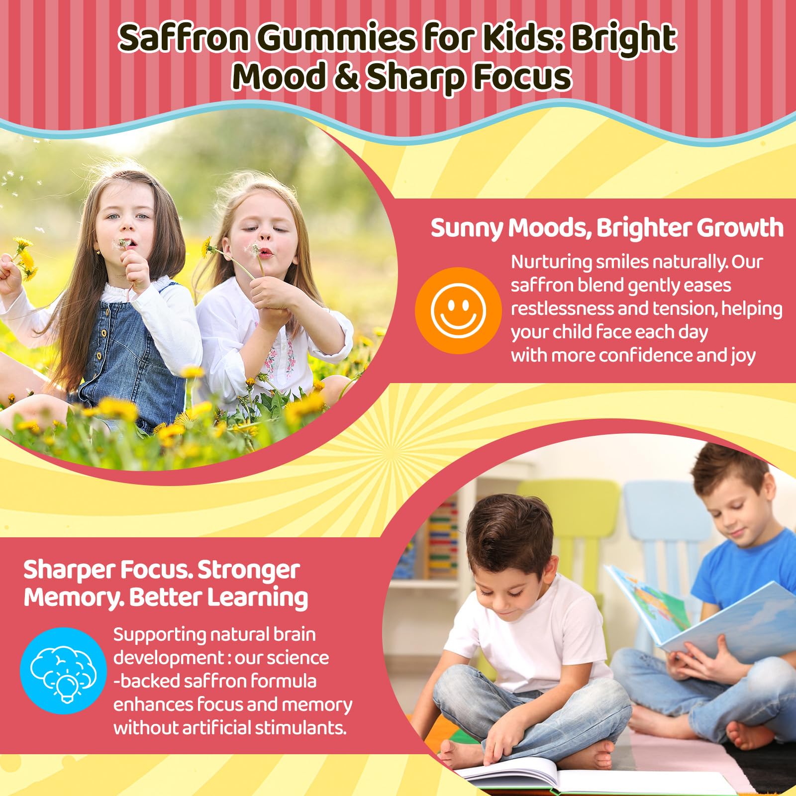 Liposomal Saffron Gummies for Kids 4+, Saffron Supplements w/Holy Basil, Rosemary, Magnesium Glycinate, Omega-3 & More, Brain Focus Support Supplement, Vegan, Organic, Sugar Free, 60 Chewables duwhot uk supplements