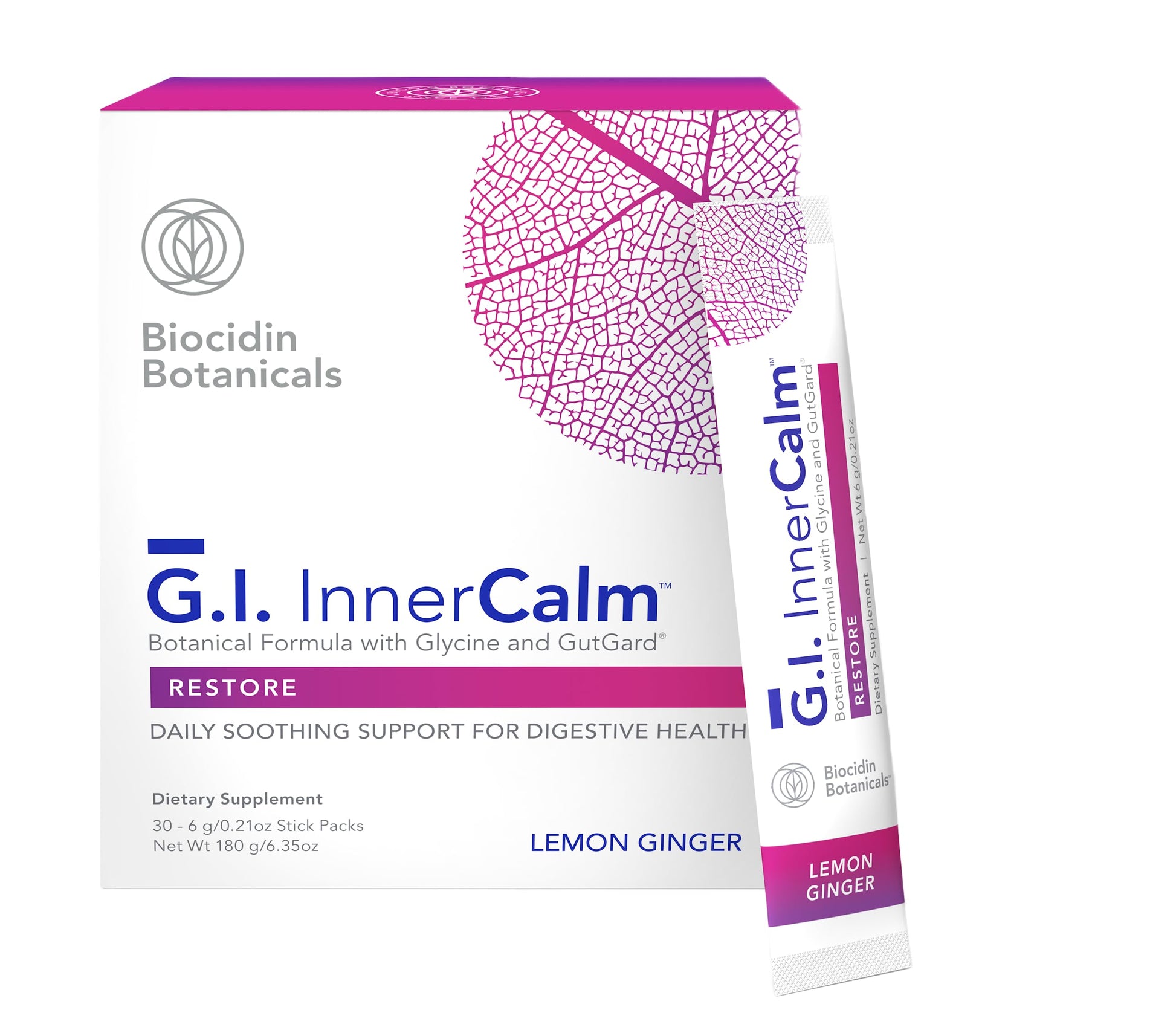 Bio-Botanical Research Biocidin Drink Mix - GI InnerCalm - Support Digestive Health, GI Detox, Healthy Mood & Sense of Relaxation - Soothing Formula with Glycine & No Glutamine (30 Stick Packs) Bio-Botanical Research uk supplements
