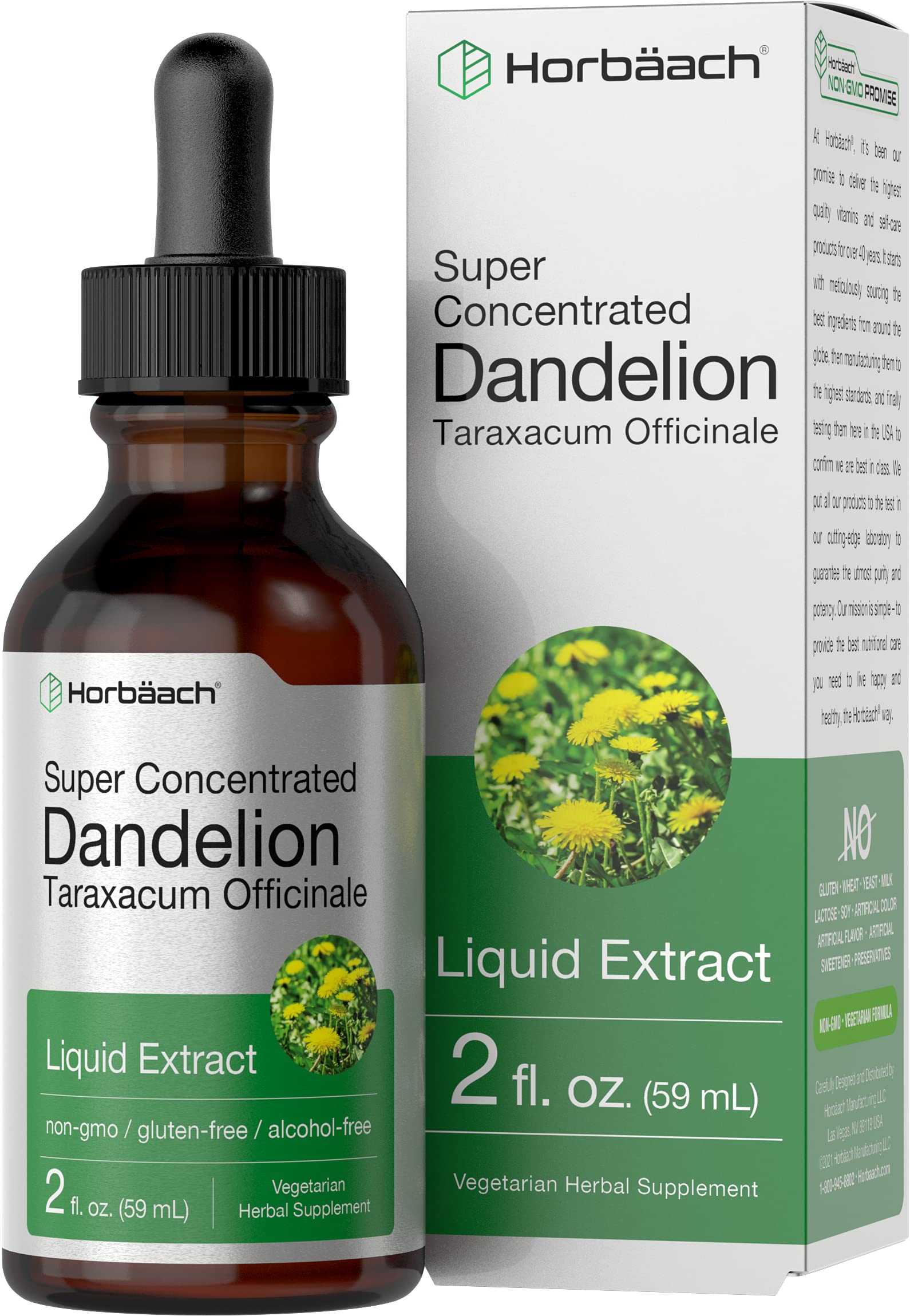 Dandelion Root Extract | 2 fl oz | Super Concentrated | Alcohol Free Liquid Tincture Horbäach uk supplements