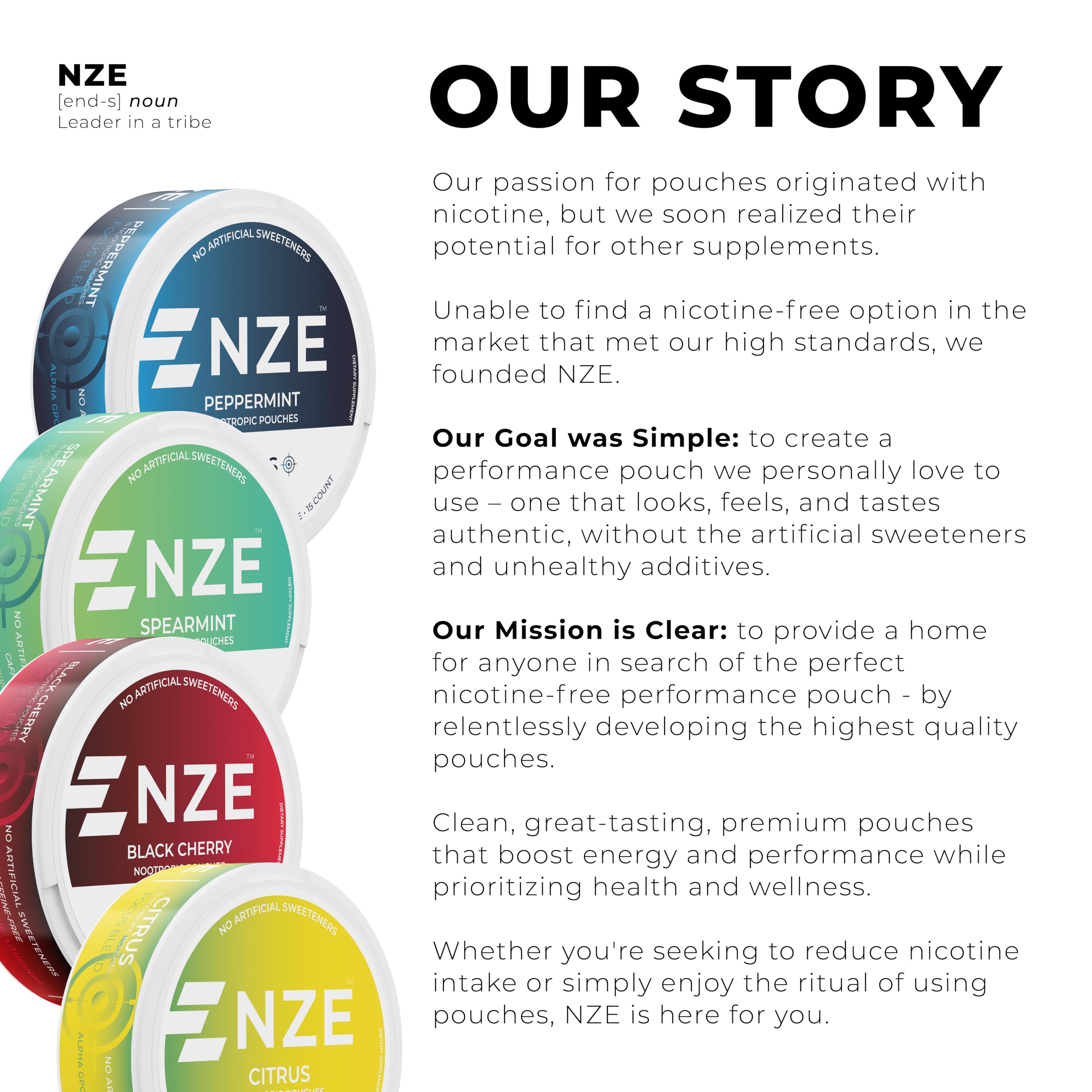 NZE Caffeine Free Nootropic Pouches (Wintergreen) - Nootropic Pouches with Alpha GPC, L-Tyrosine & L-Theanine - No Sugar or Artificial Sweeteners - 15 Pouches Per Can - 5 Pack NZE uk supplements