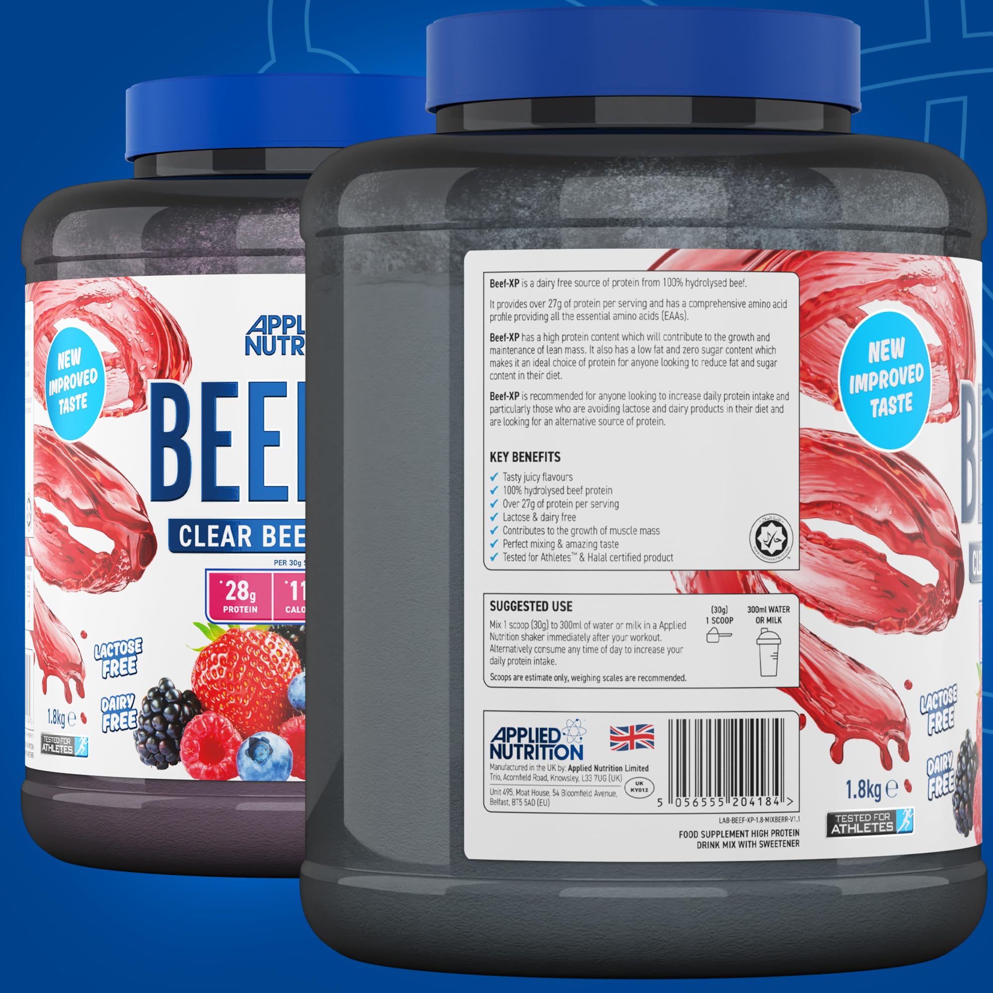 Applied Nutrition Beef XP - Clear Hydrolysed Beef Protein Isolate, Fruit Juice Style, Dairy Free Beef Protein Powder Applied Nutrition uk supplements