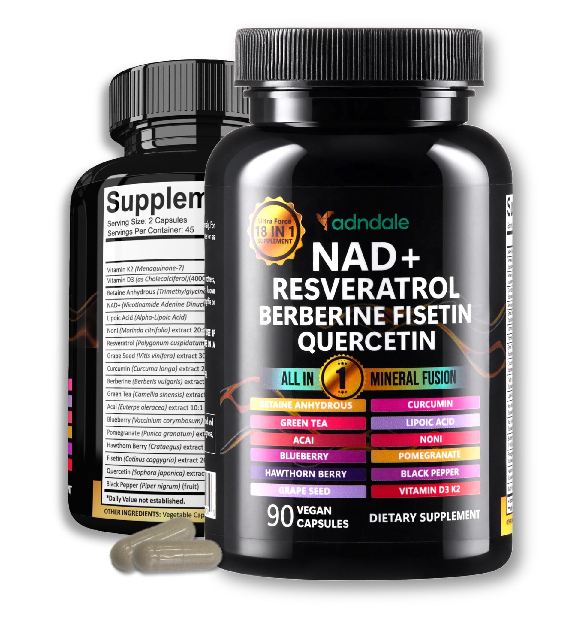 Adndale Liposomal NAD Supplement. Longevity Formula NMN Supplement Alternative. 90CT Advanced NAD+ Resveratrol Adndale uk supplements