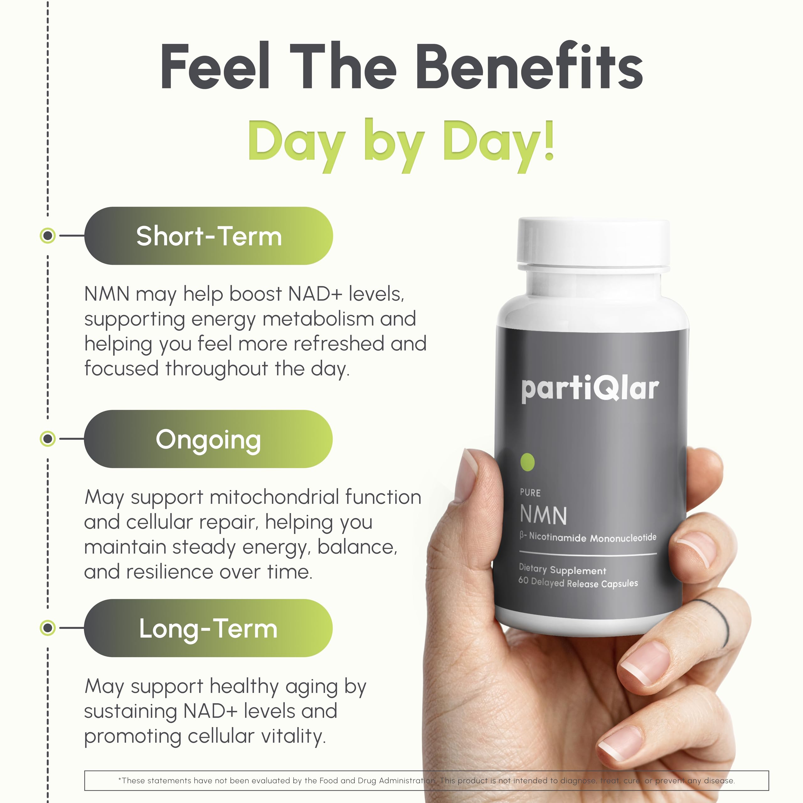 partiQlar NMN Supplement 500mg – Nicotinamide Mononucleotide NMN & Booster for Cellular Energy, Longevity & Healthy Aging – 2-Month Supply (60 Capsules) partiQlar uk supplements