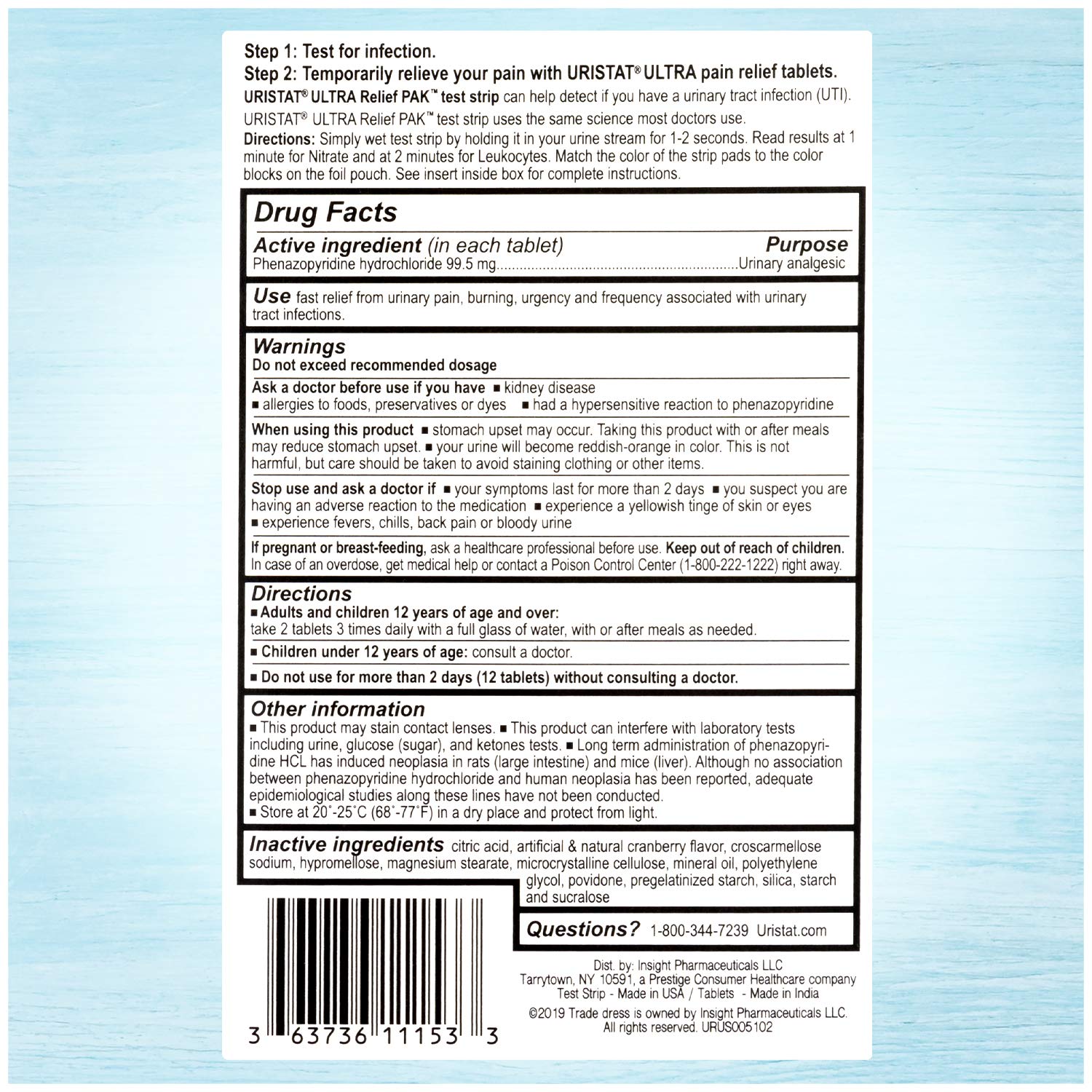 Uristat Ultra Strength Urinary Tract Infection Treatments and Test Relief Kit – 1 UTI Test Strip & 12 Cranberry Flavor Relief Tablets to Ease Urinary Pain, Burning & Urgency URISTAT uk supplements