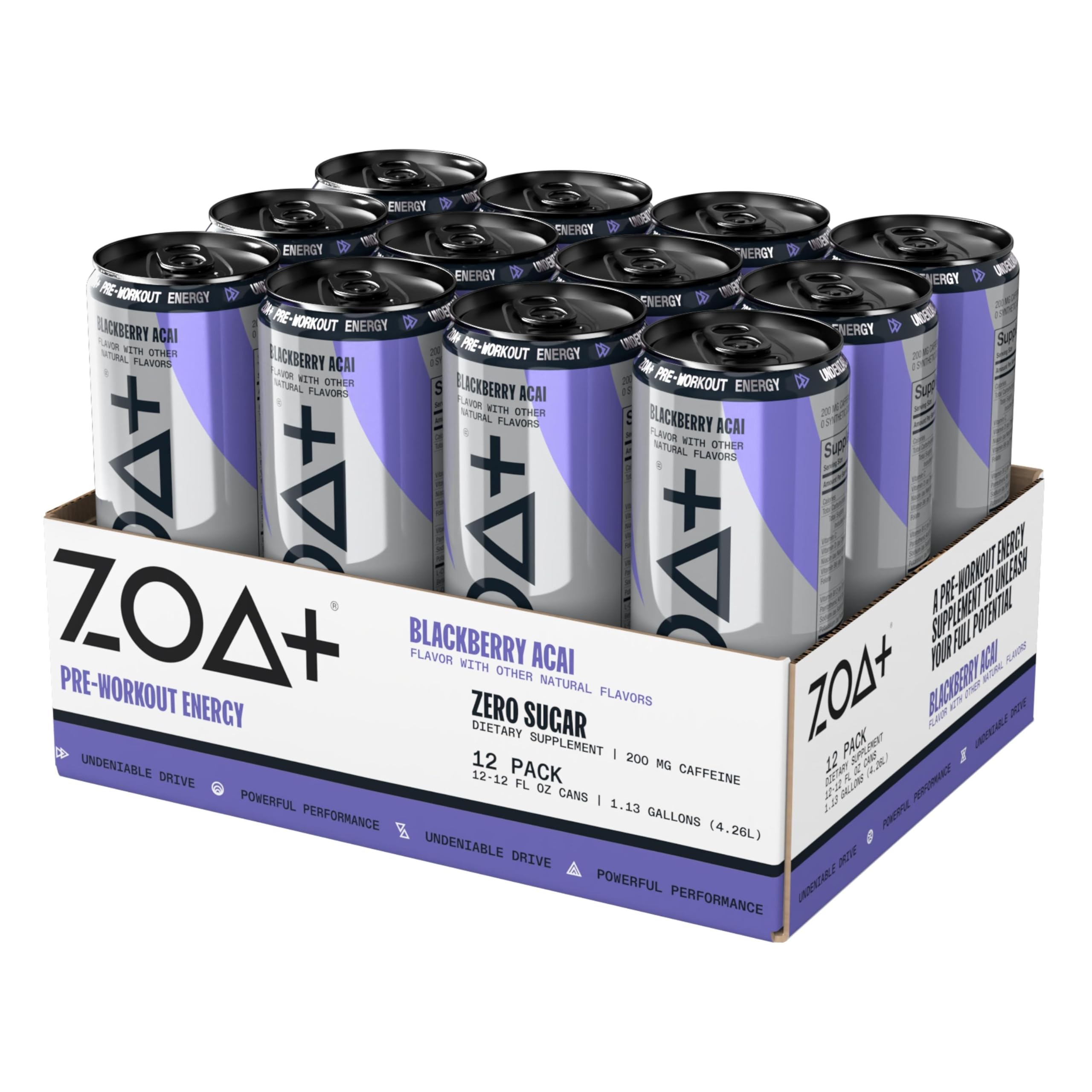 ZOA Plus Sugar-Free Pre-Workout Drink, Ready to Drink with Nitric Oxide, Vitamin B, C and D ZOA uk supplements