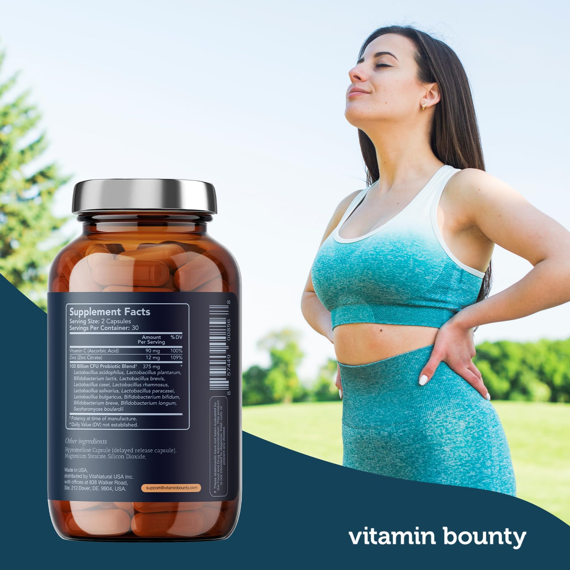 Vitamin Bounty Pro-100 Probiotic 100 Billion CFU - 13 Strains for Digestive Health & Immune Support - High Potency Probiotics for Women & Men - Delayed Release Capsules for Gut Health - 60 Count Vitamin Bounty uk supplements