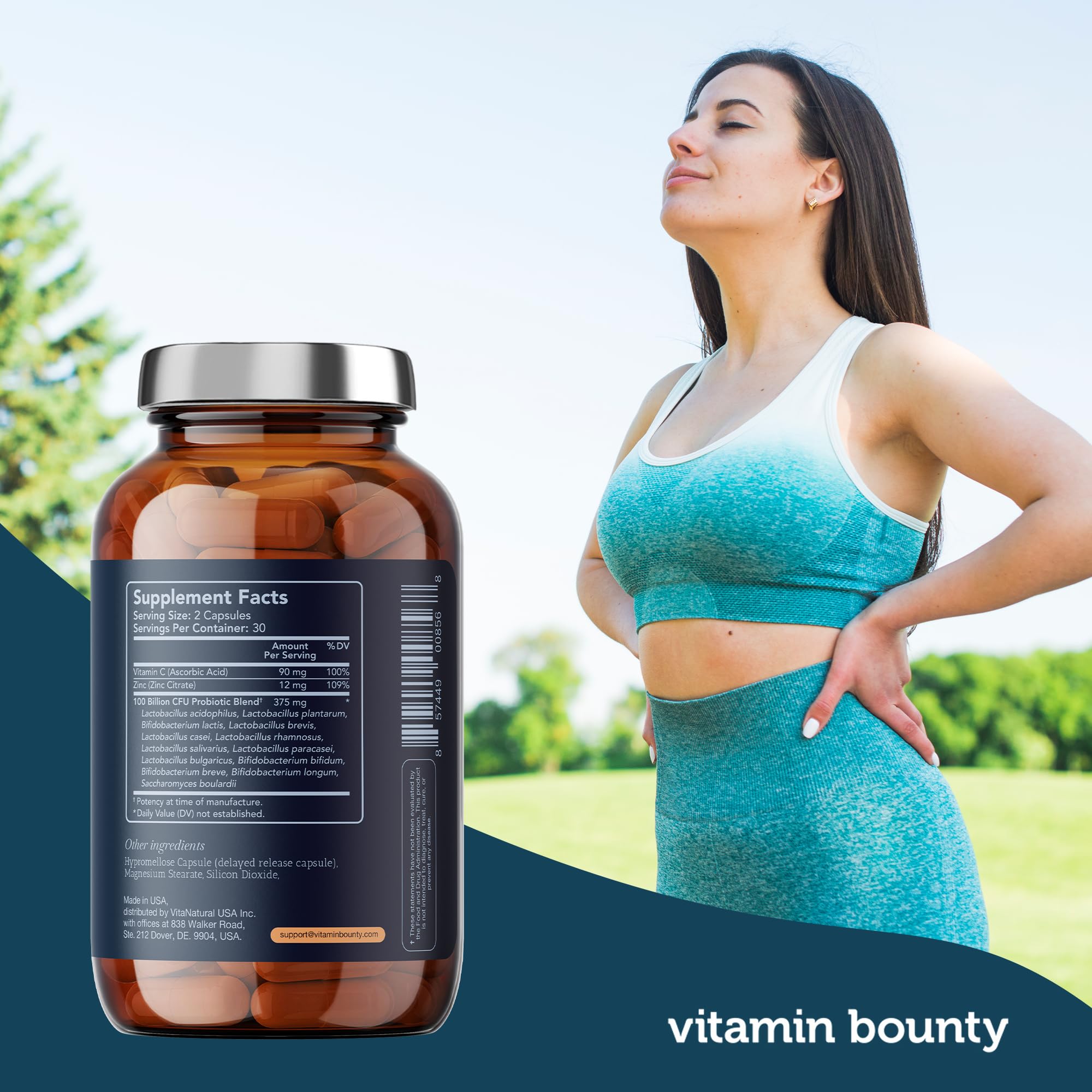 Vitamin Bounty Pro-100 Probiotic 100 Billion CFU - 13 Strains for Digestive Health & Immune Support - High Potency Probiotics for Women & Men - Delayed Release Capsules for Gut Health - 60 Count Vitamin Bounty uk supplements