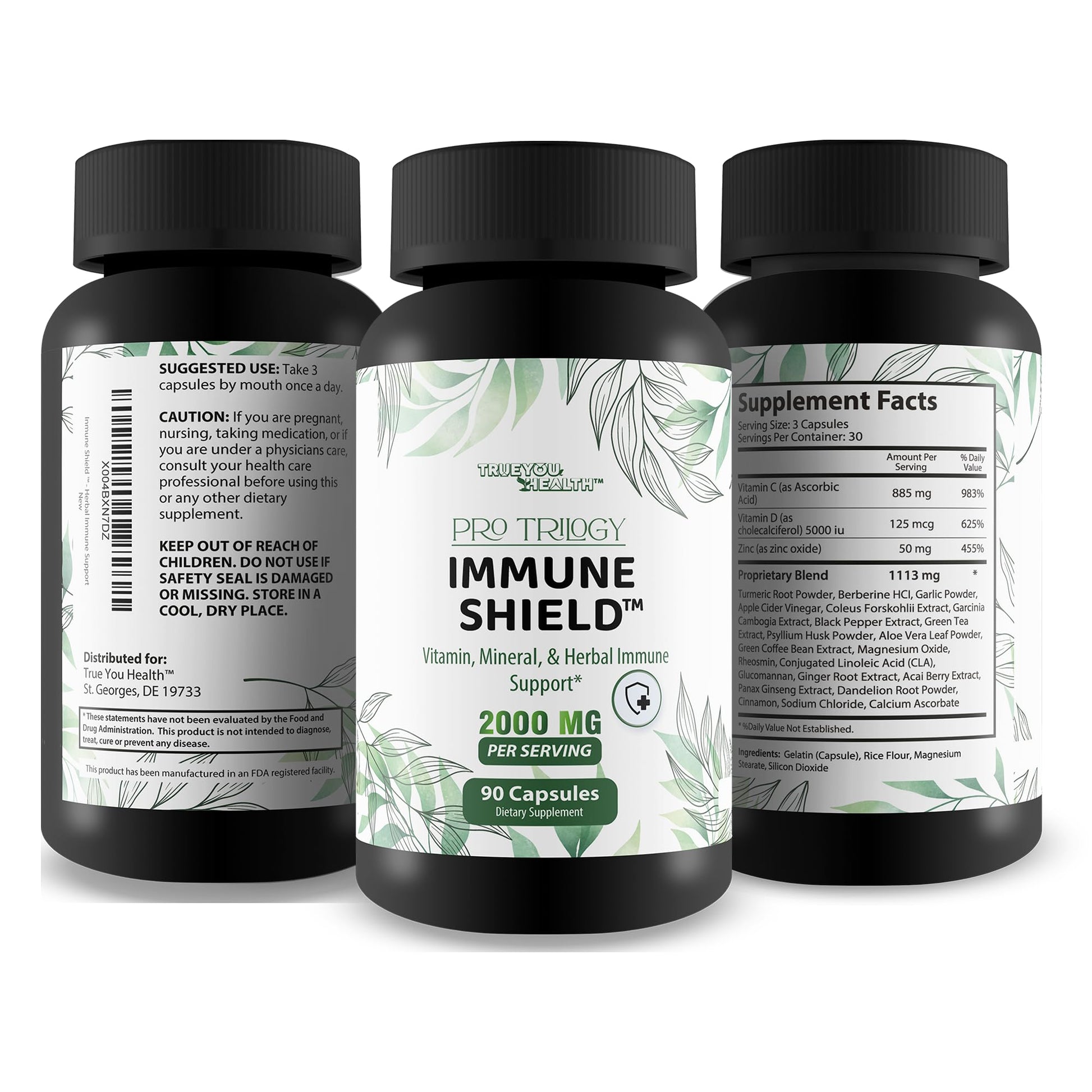 Pro Trilogy Immune Shield - Our Best Immune Support Supplement - Immune Support Capsules - Immune Boost Pills - Our Best Immune Pills Nature Vitamin D Zinc C Best Immune Support Vitamins True You Health uk supplements