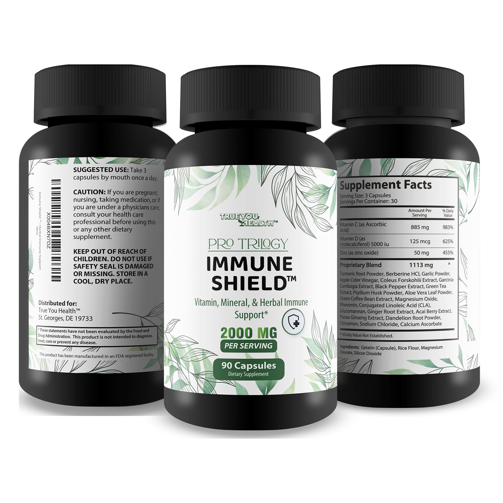 Pro Trilogy Immune Shield - Our Best Immune Support Supplement - Immune Support Capsules - Immune Boost Pills - Our Best Immune Pills Nature Vitamin D Zinc C Best Immune Support Vitamins True You Health uk supplements