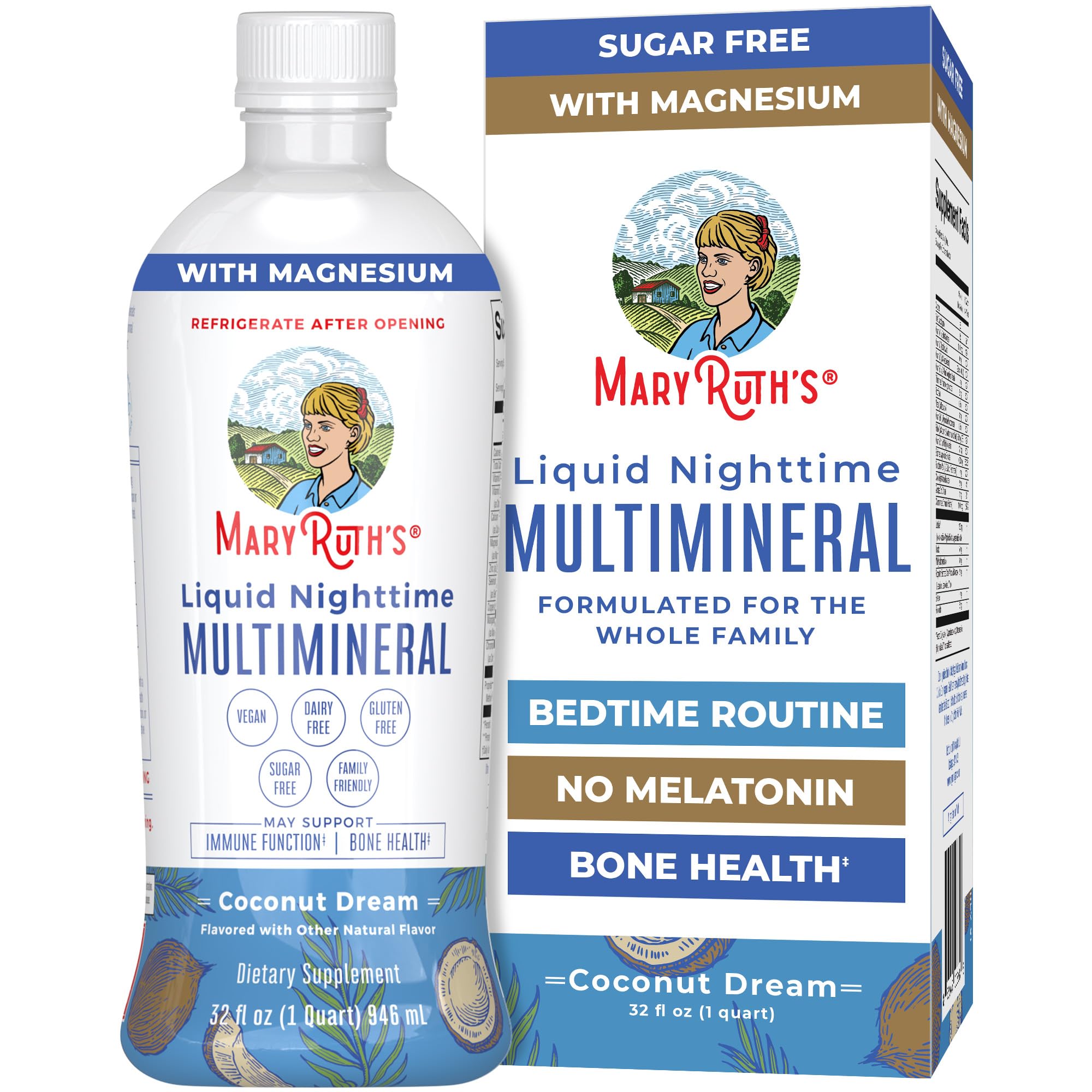 MaryRuth Organics Liquid Nighttime Multimineral | No Melatonin | Bedtime Routine | Magnesium Citrate | Calcium | Zinc | Vitamin D3| Available in 4 Flavors - Vegan | Sugar Free | Gluten Free | 32 Oz MARYRUTH'S uk supplements