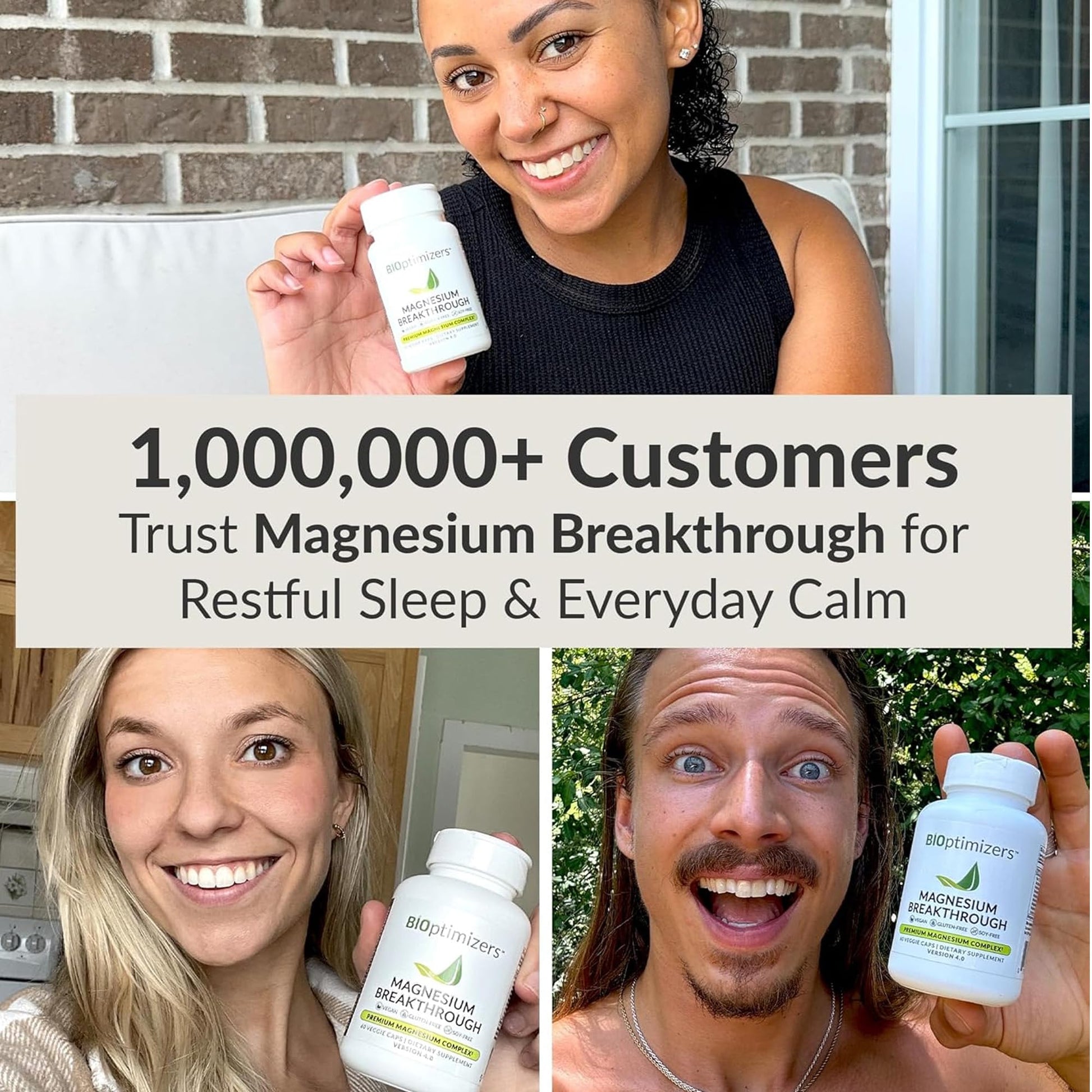 BIOptimizers Magnesium Breakthrough Supplement with 500mg - 7 Forms of Magnesium: Glycinate, Malate, Citrate, and More - Natural Support for Sleep and Cognitive Function -60 Capsules- Calming Vitamins BIOptimizers uk supplements
