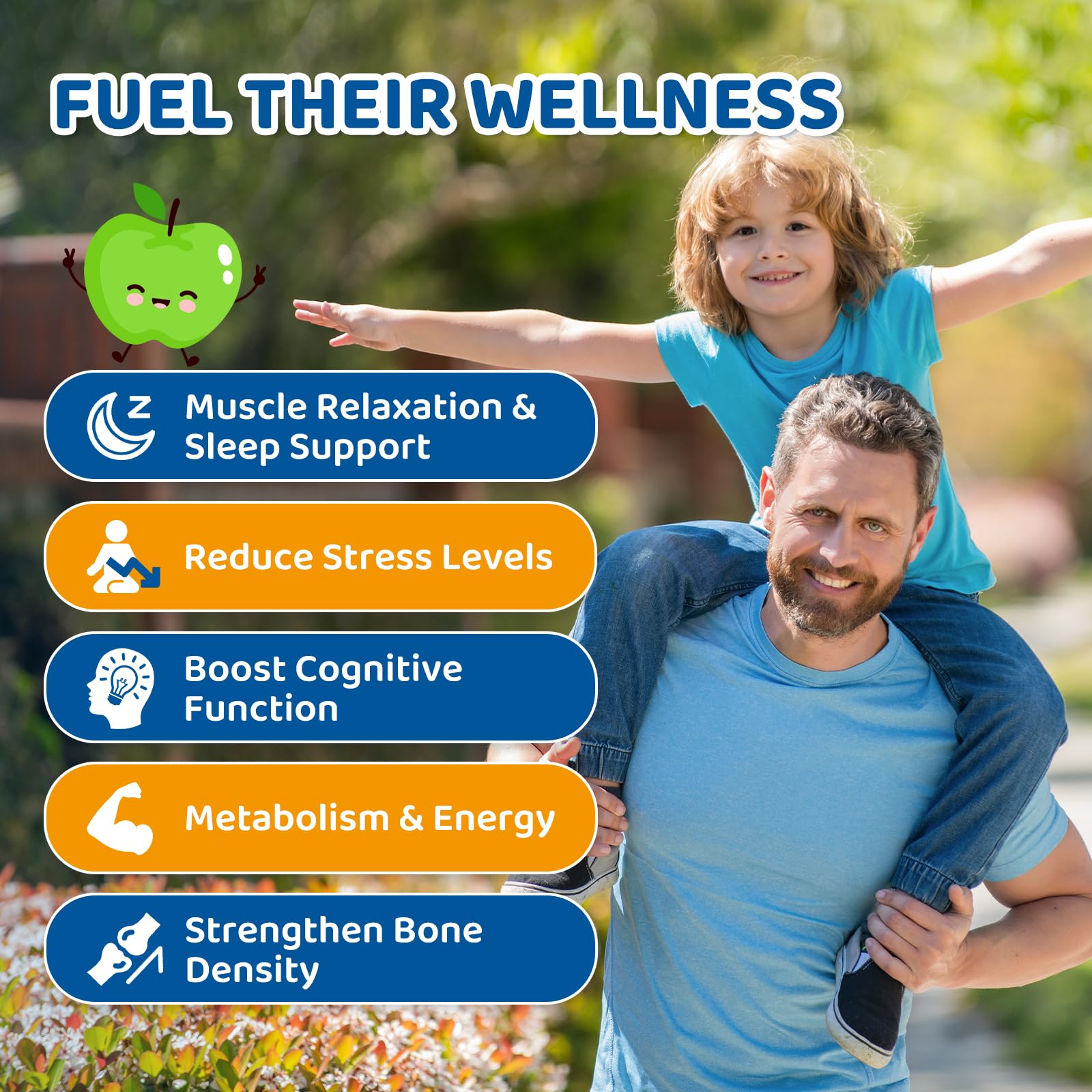 Center-Filled Magnesium Gummies for Kids 300MG - Magnesium Glycinate Gummies with L-theanine, Omega-3, Vitamin B6, D for Kids & Adults, Supplement for Sleep, Calm & Muscle Relaxation - Apple & Kiwi CNCHEF uk supplements