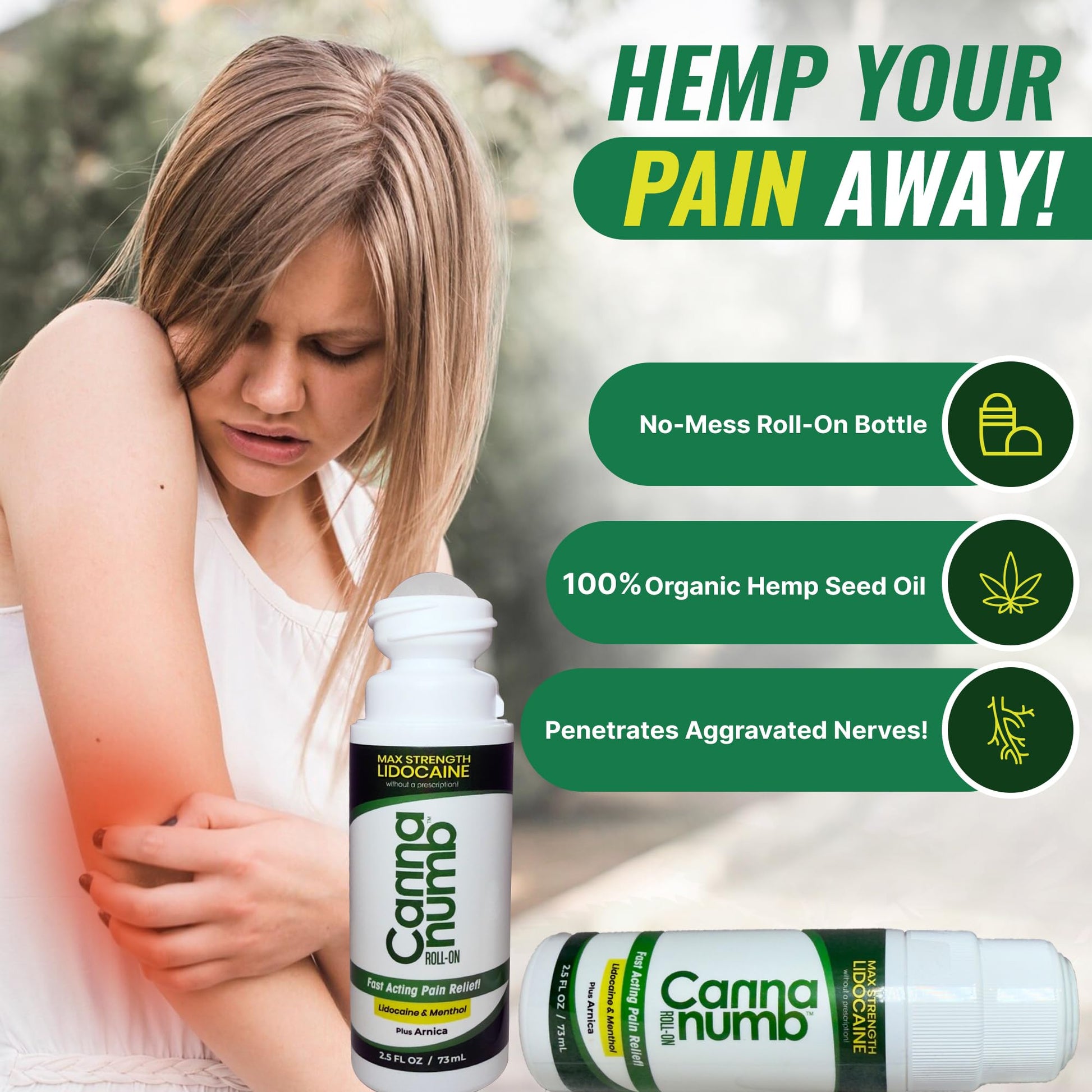 Cannanumb Pain Relief Roll On with Lidocaine, Fast Acting Pain Relief with Arnica + Boswellia + Menthol - 2.5oz Cannanumb uk supplements