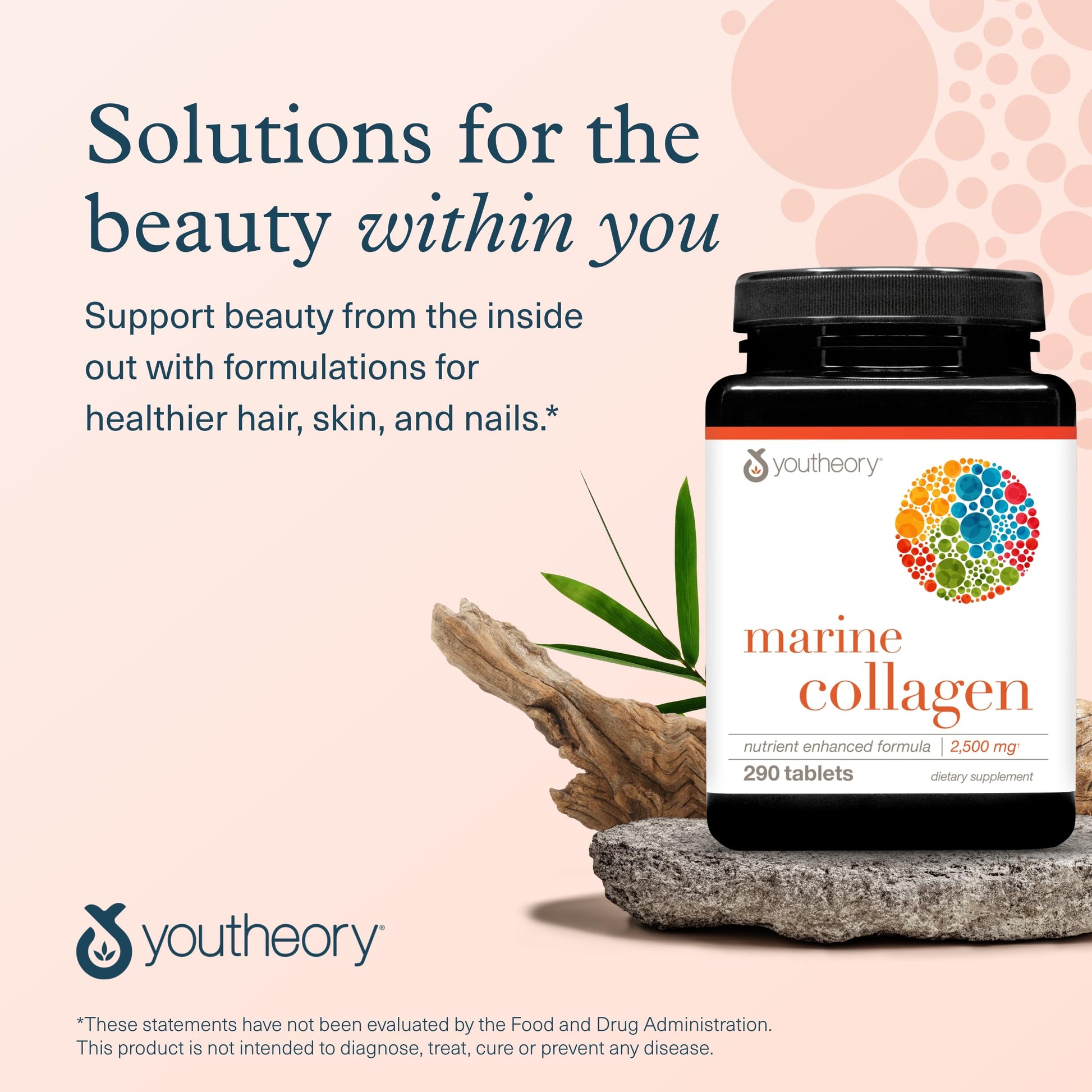 Youtheory Marine Collagen Tablets - 2,500 mg Fish-Sourced Collagen Peptides- with Vitamins A, C, E, B6 & B12 - Supports Joint & Nail Health* - Highly Absorbable - 290 Tablets (58-Day Supply) Youtheory uk supplements