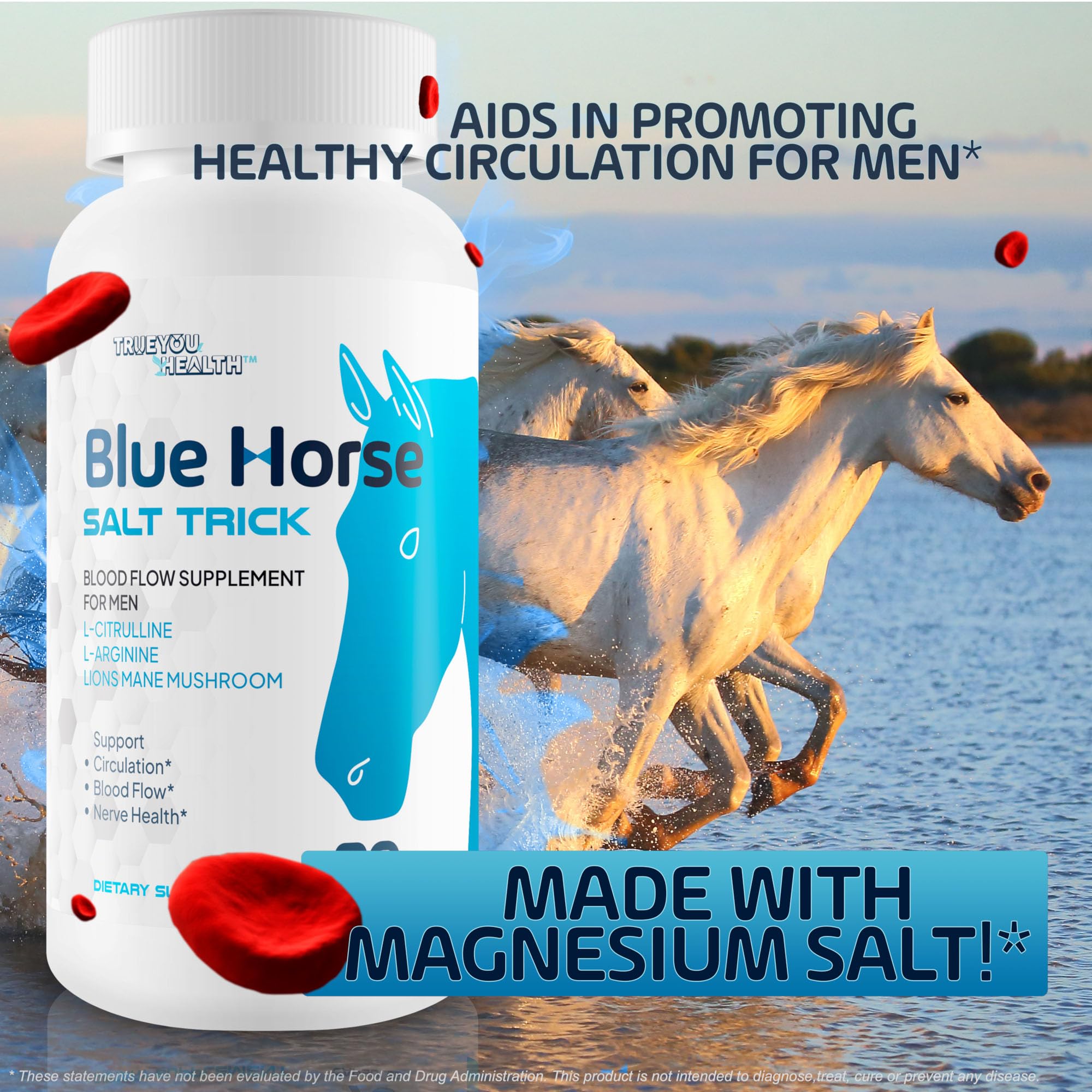 Blue Horse Salt Trick - Our Best Blood Flow Supplement for Men - Our Best Circulation Supplement - Male Circulation Supplements Nitric Oxide Vasodilator to Improve Blood Flow 7 Blue Salt Trick for Men True You Health uk supplements