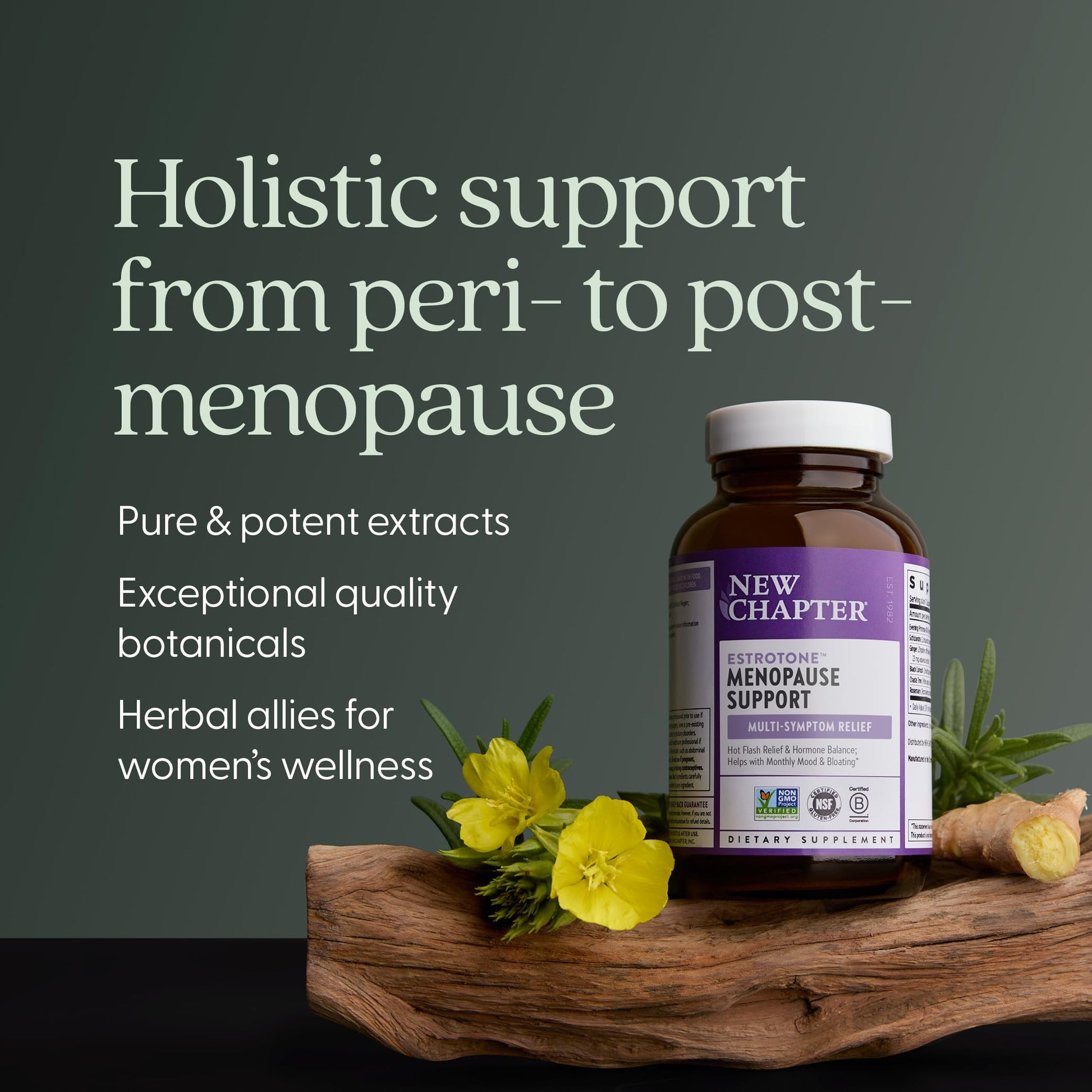 New Chapter Menopause Supplement - Estrotone Herbal Hormone Balance for Women in Perimenopause, with Black Cohosh for Hot Flash Relief & to Reduce Night Sweats + Vitex, No Added Hormones - 60 ct New Chapter uk supplements