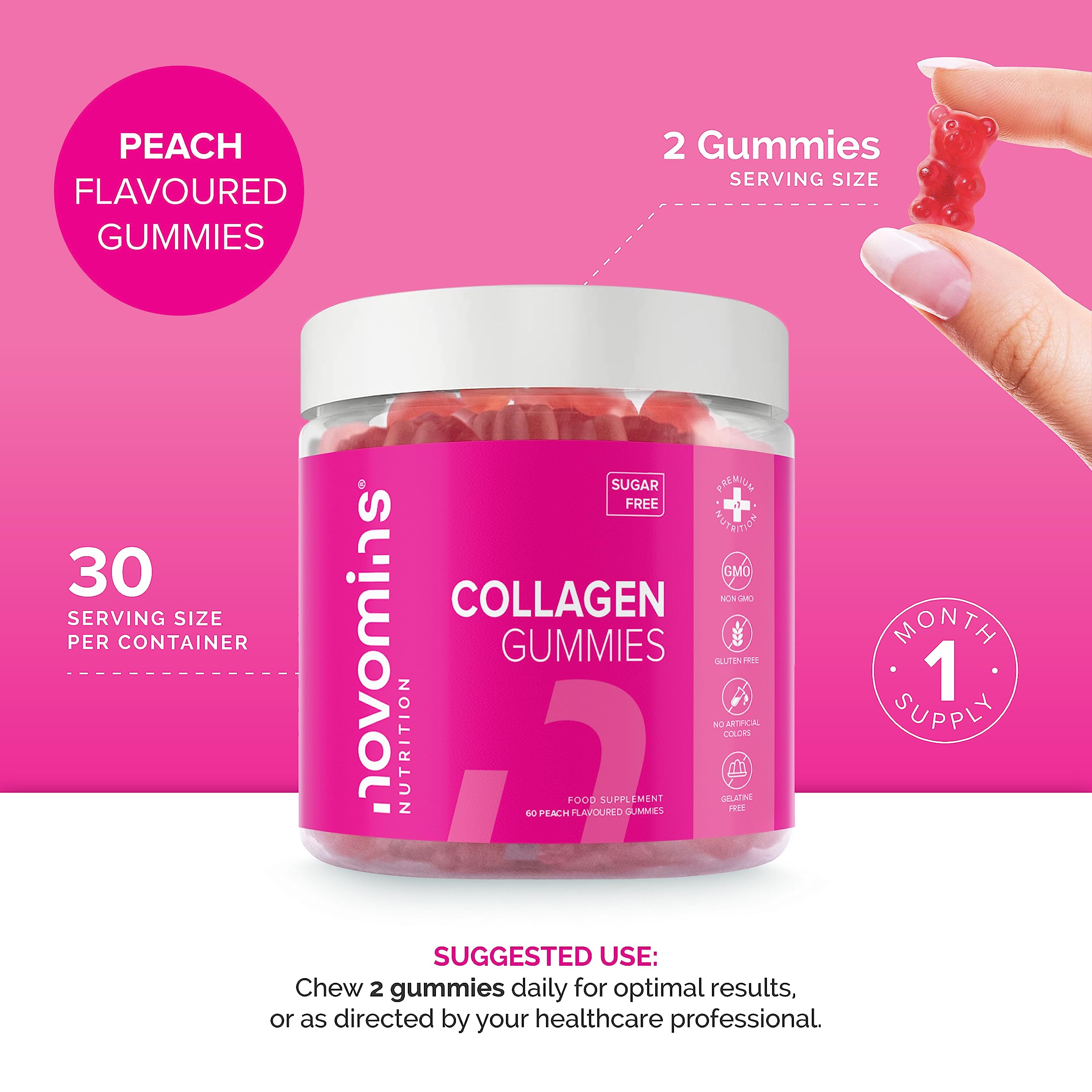Collagen Gummies - Sugar Free Marine Collagen Gummies - Superior Type 1 Hydrolysed Collagen novomins uk supplements
