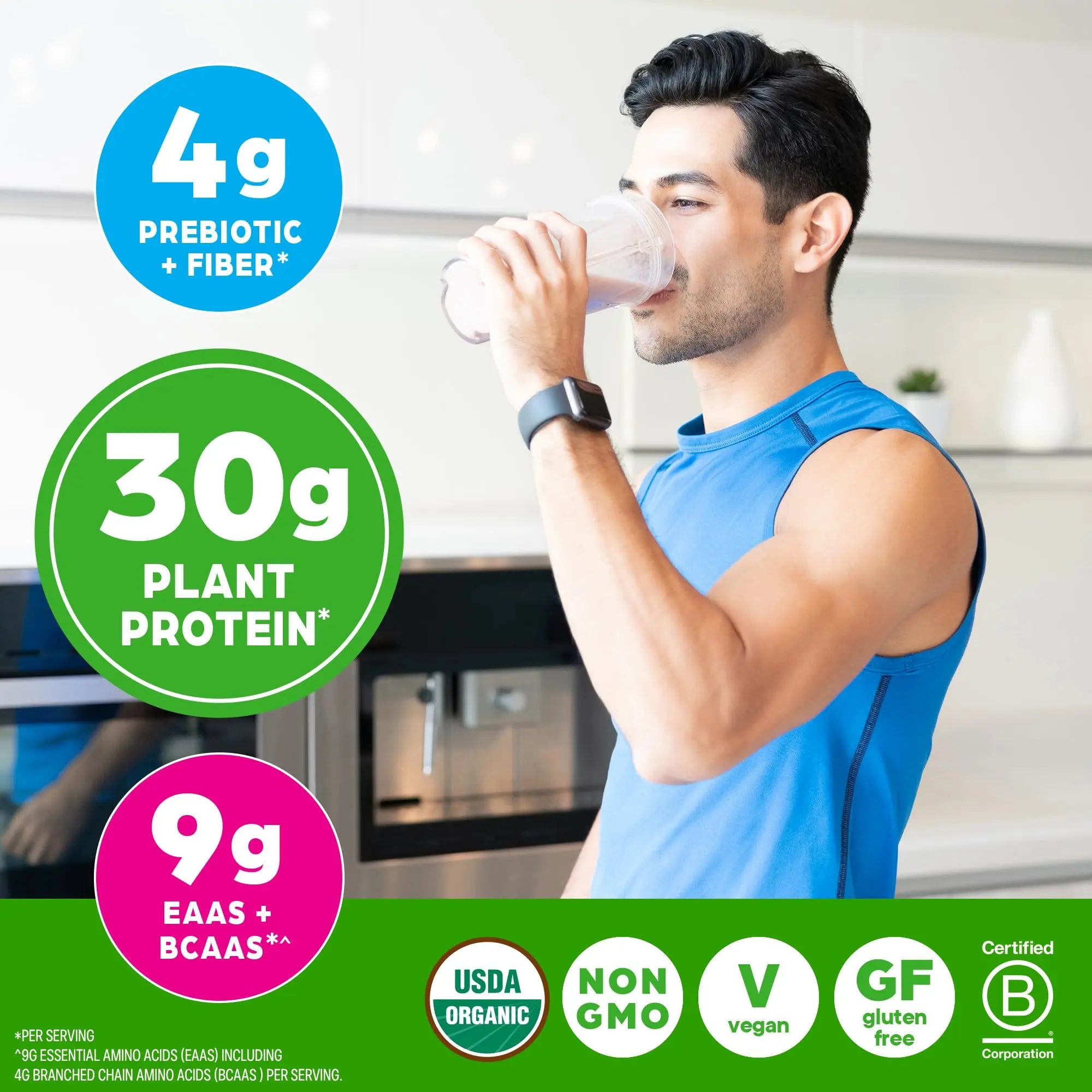 Orgain Organic 30g Vegan Plant Protein Powder, Vanilla, 9g EAAs + BCAAs, High Plant Protein, 4g Prebiotic + Fiber, 1g Sugar, Pre-Workout, Muscle Support + Recovery - 2.01lb (Packaging May Vary) Orgain uk supplements