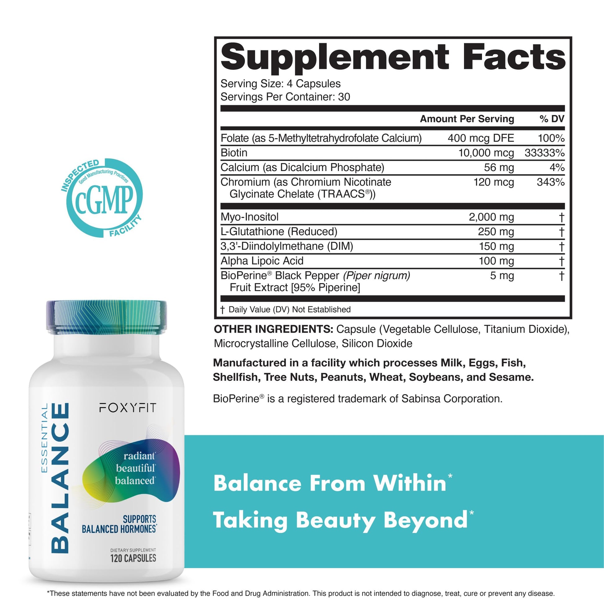 Essential Balance Hormonal Support and Vitamin Supplement for Women by Foxy Fit – Antioxidant, Healthy Skin & Hair for Daily Use* (30 Servings) FoxyFit uk supplements