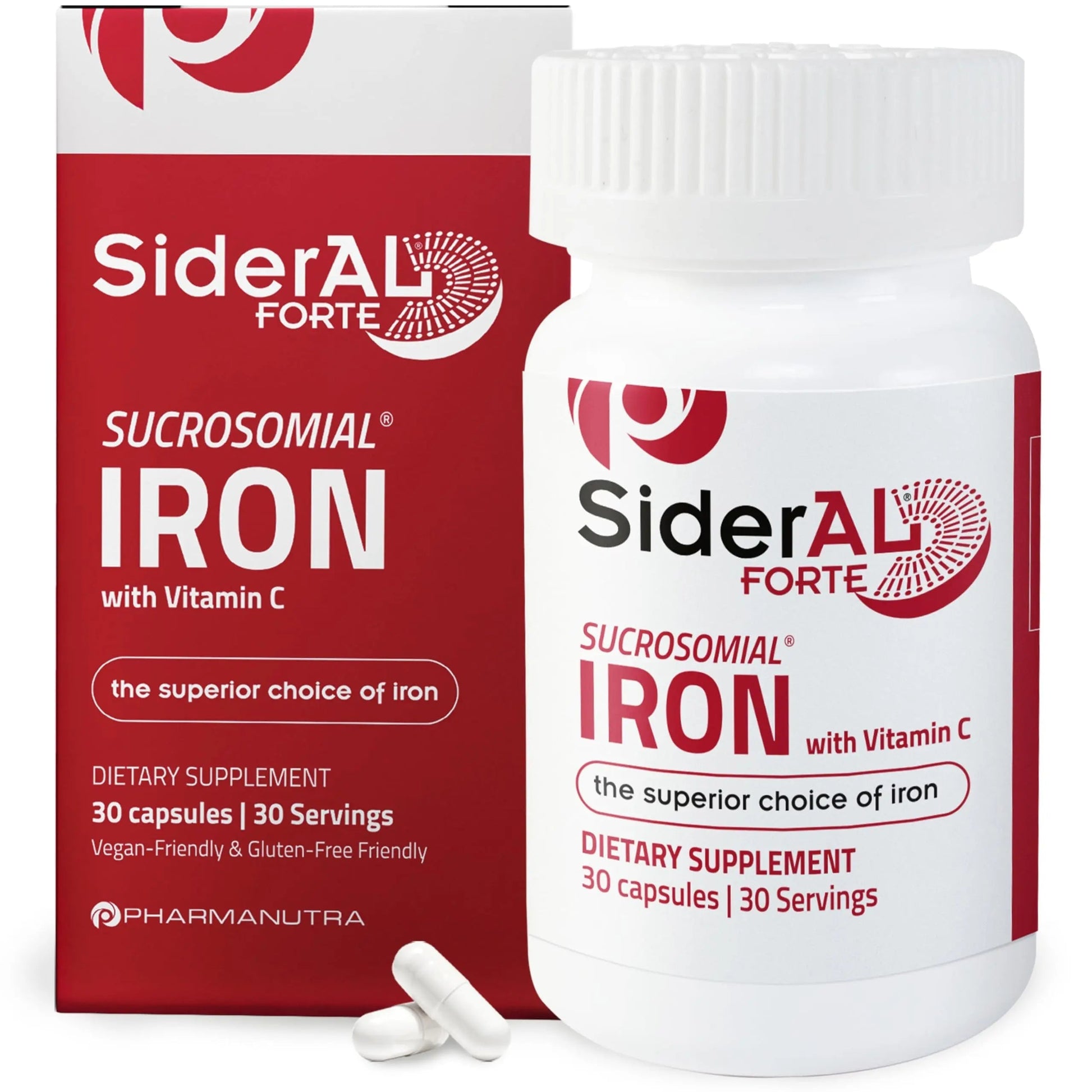 SiderAL Forte Iron Supplement Clinically Proven to Increase Levels Without Side Effects | Sucrosomial High Absorption Gentle Iron Pills for Women and Men | PHARMANUTRA uk supplements