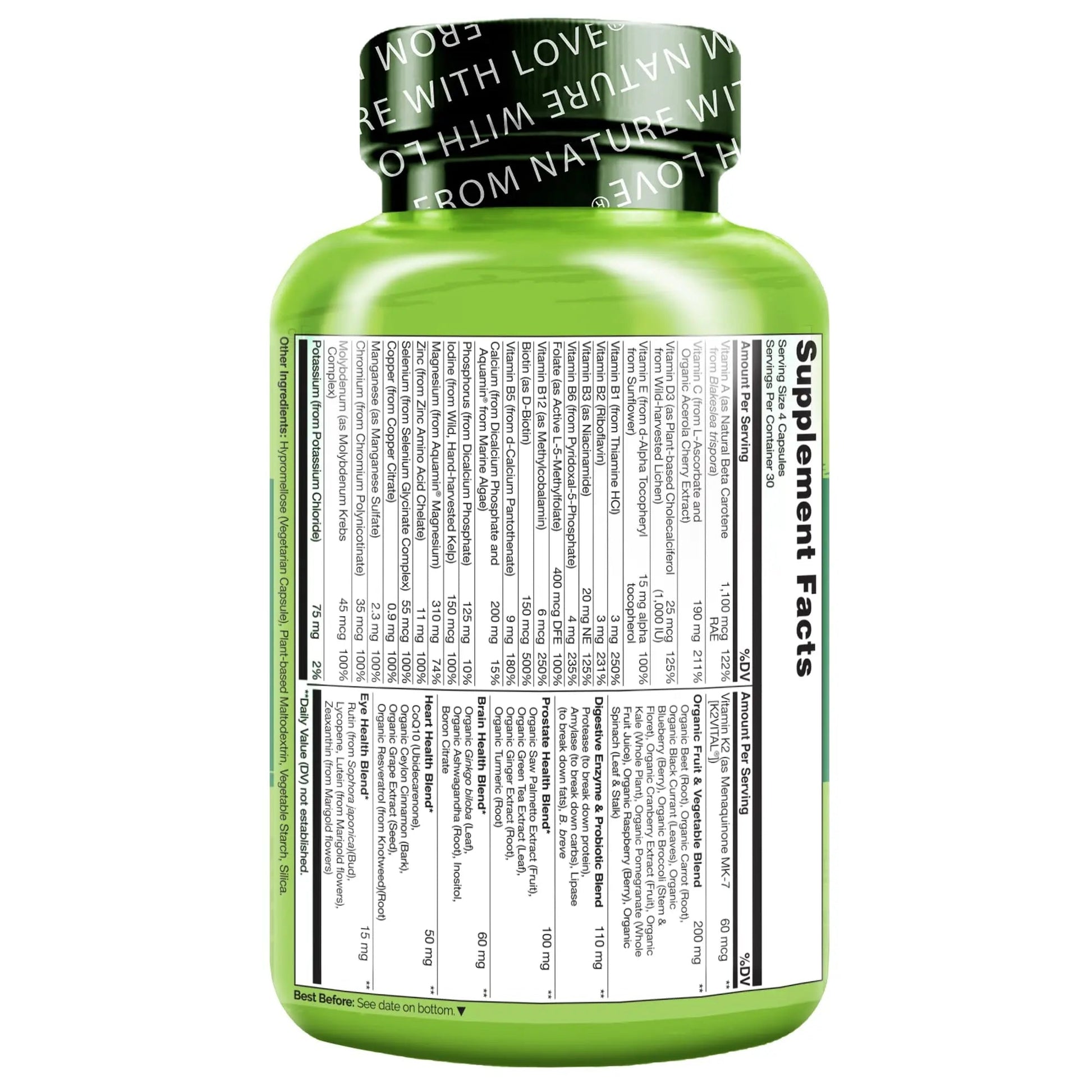 NATURELO Whole Food Multivitamin for Men 50+ - with Vitamins, Minerals, Organic Herbal Extracts - Vegan Vegetarian NATURELO uk supplements
