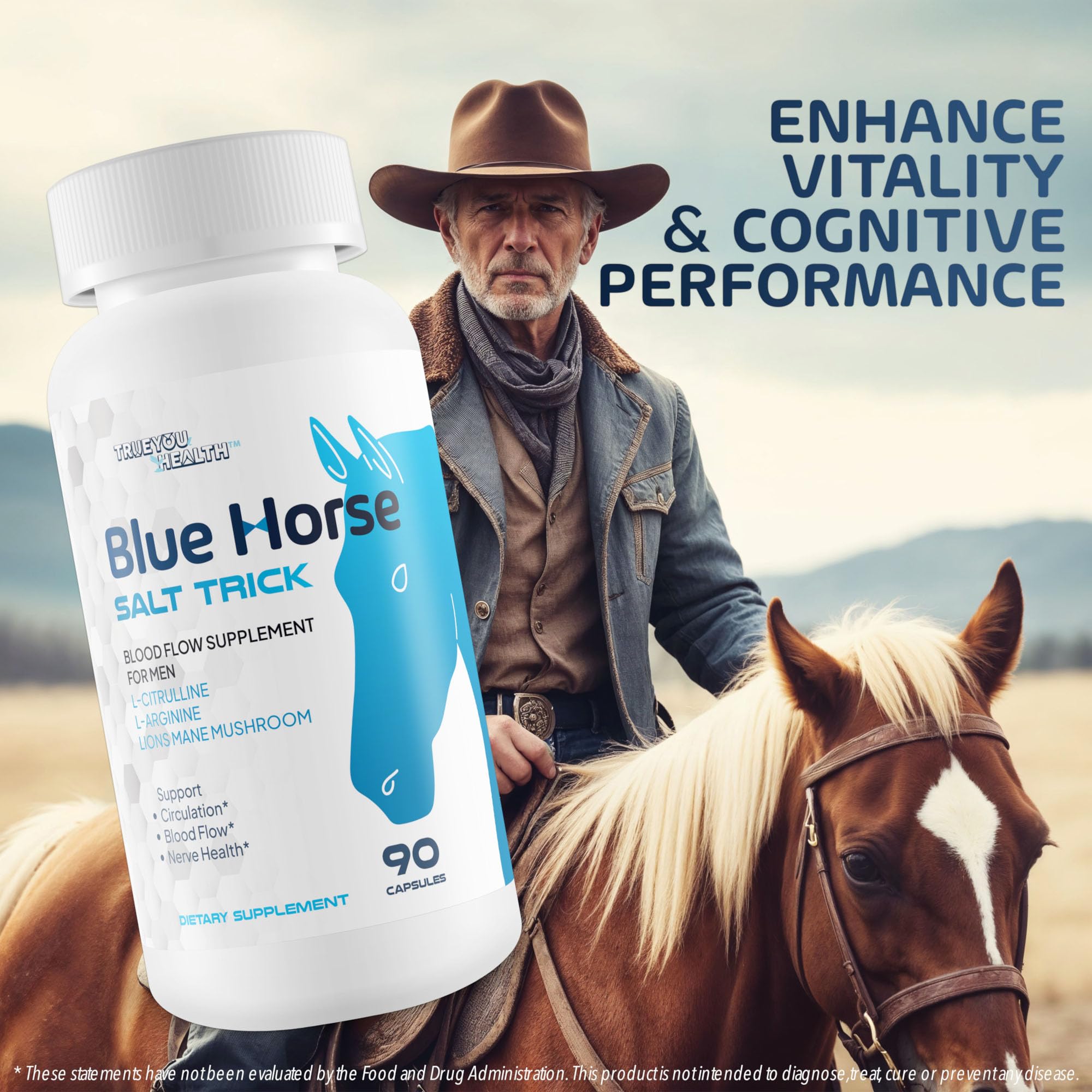 Blue Horse Salt Trick - Our Best Blood Flow Supplement for Men - Our Best Circulation Supplement - Male Circulation Supplements Nitric Oxide Vasodilator to Improve Blood Flow 7 Blue Salt Trick for Men True You Health uk supplements