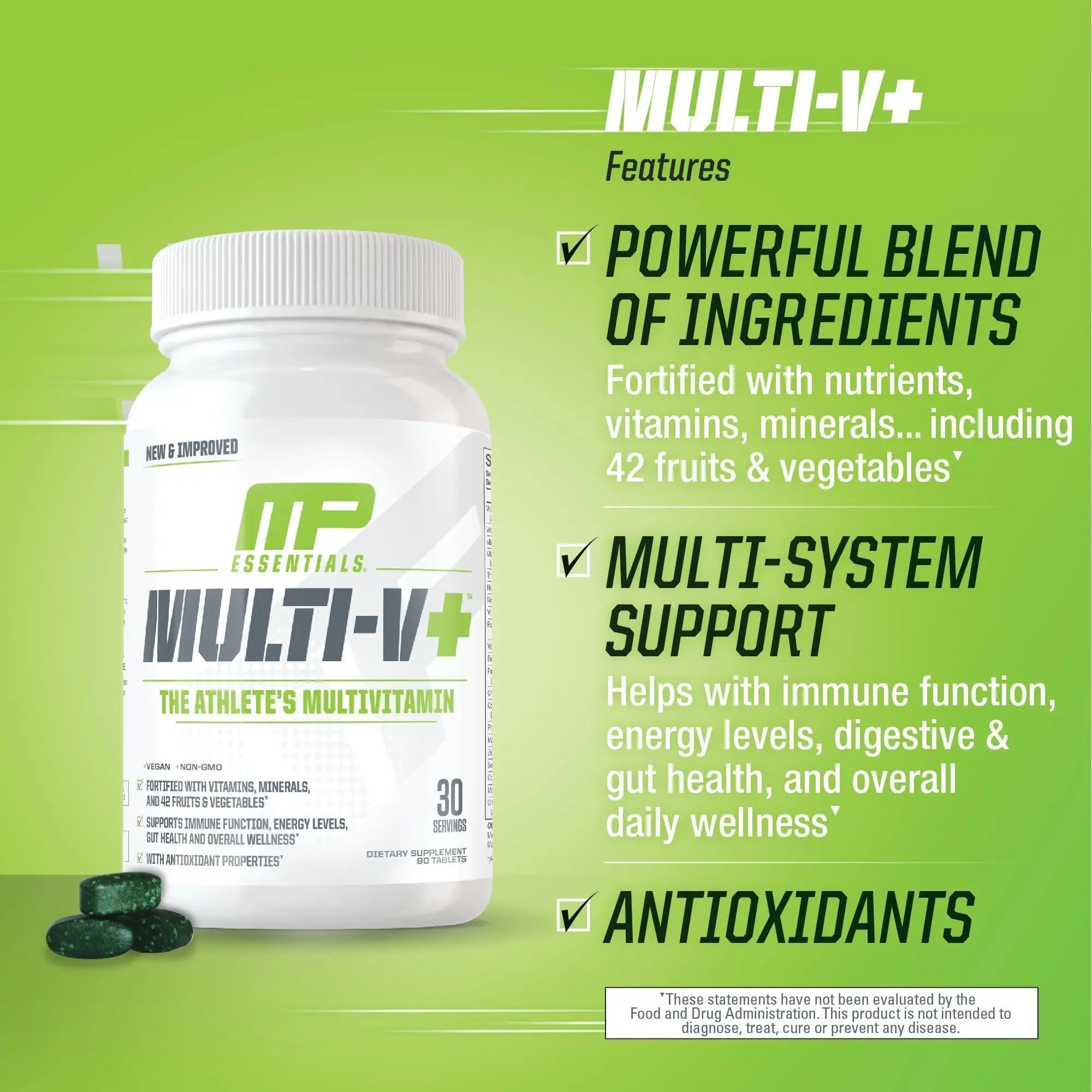 Muscle Pharm Essentials Multi-V+, The Athlete's Multi-Vitamin, Enhanced Energy, Performance & Immune Health, Daily Multivitamin for Men & Women Muscle Pharm uk supplements
