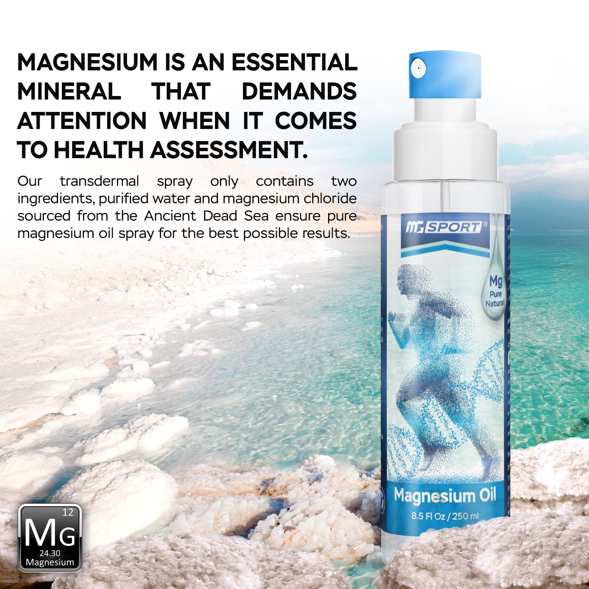 High Absorption Pure Magnesium Oil Spray – 250 ml – 100% Pure Magnesium Chloride MGSPORT uk supplements