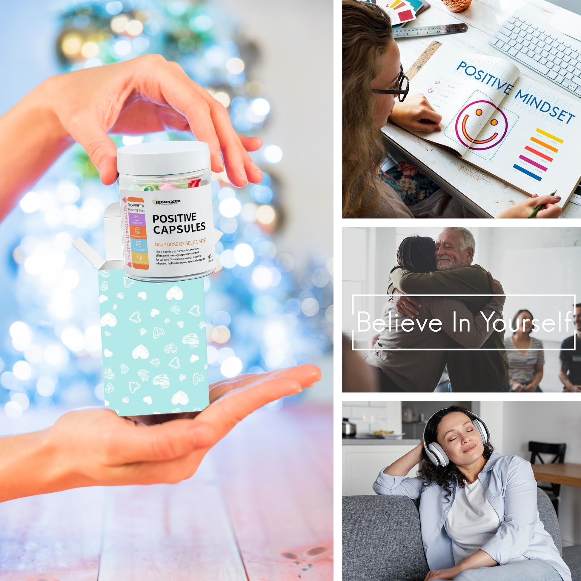HIONXMGA Positive Messages in a Bottle (60+ Positive Affirmations),Self Care Gifts for Women Men HIONXMGA uk supplements