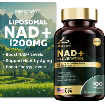 MEGNETA Liposomal NAD+ Supplement 1200mg with Trans Resveratrol - Boost NAD+ Levels, Energy & Anti-Aging Support - Vegan, 100 Capsules MEGNETA uk supplements
