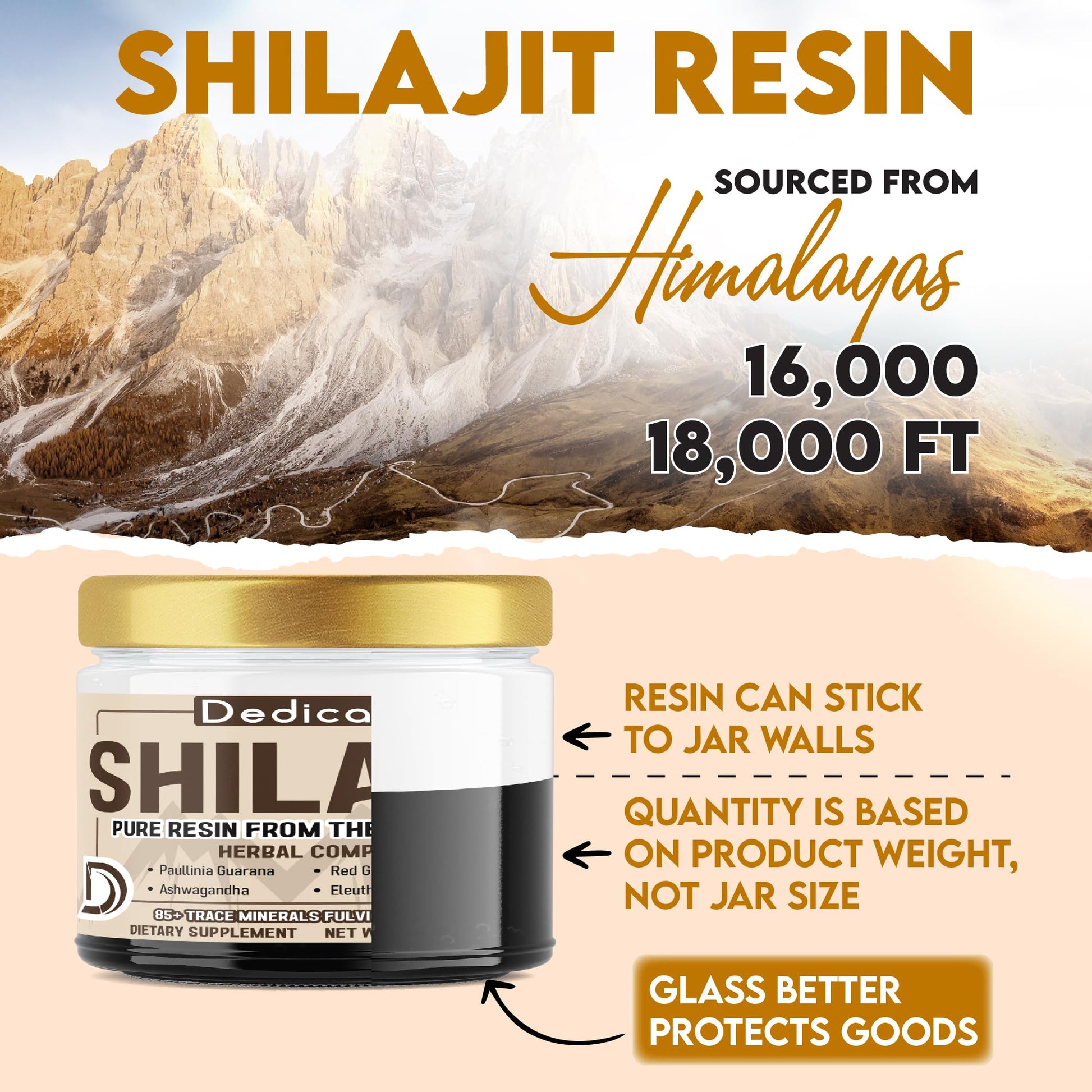 DEDICAD 30g Shilajit Resin with Herbal Complex - Paullinia Guarana, Gotu Kola Leaf & More - Shilajit Pure Himalayan Organic for Immune System, Energy Production, Brain Health & Stamina DEDICAD uk supplements