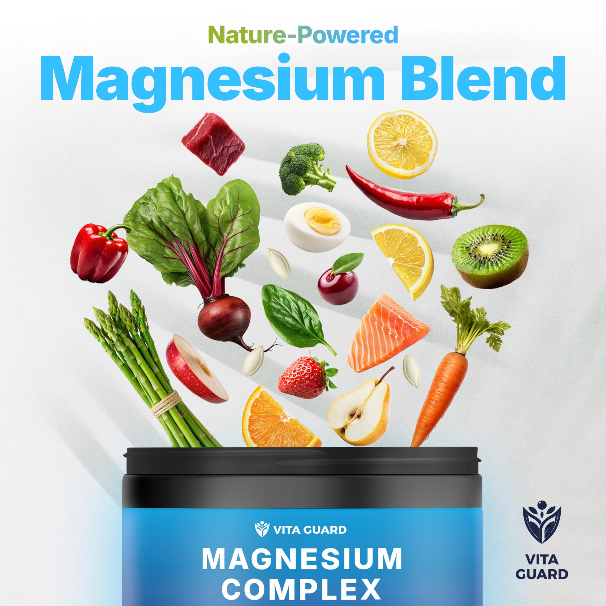Vita Guard Magnesium Complex 1480mg – 10-in-1 with Glycinate, Citrate, Malate & More – High Absorption – Sleep, Muscle, Nerve & Heart Support – 90 Vegan Capsules – Non-GMO, Gluten-Free, No Sugar Vita Guard uk supplements