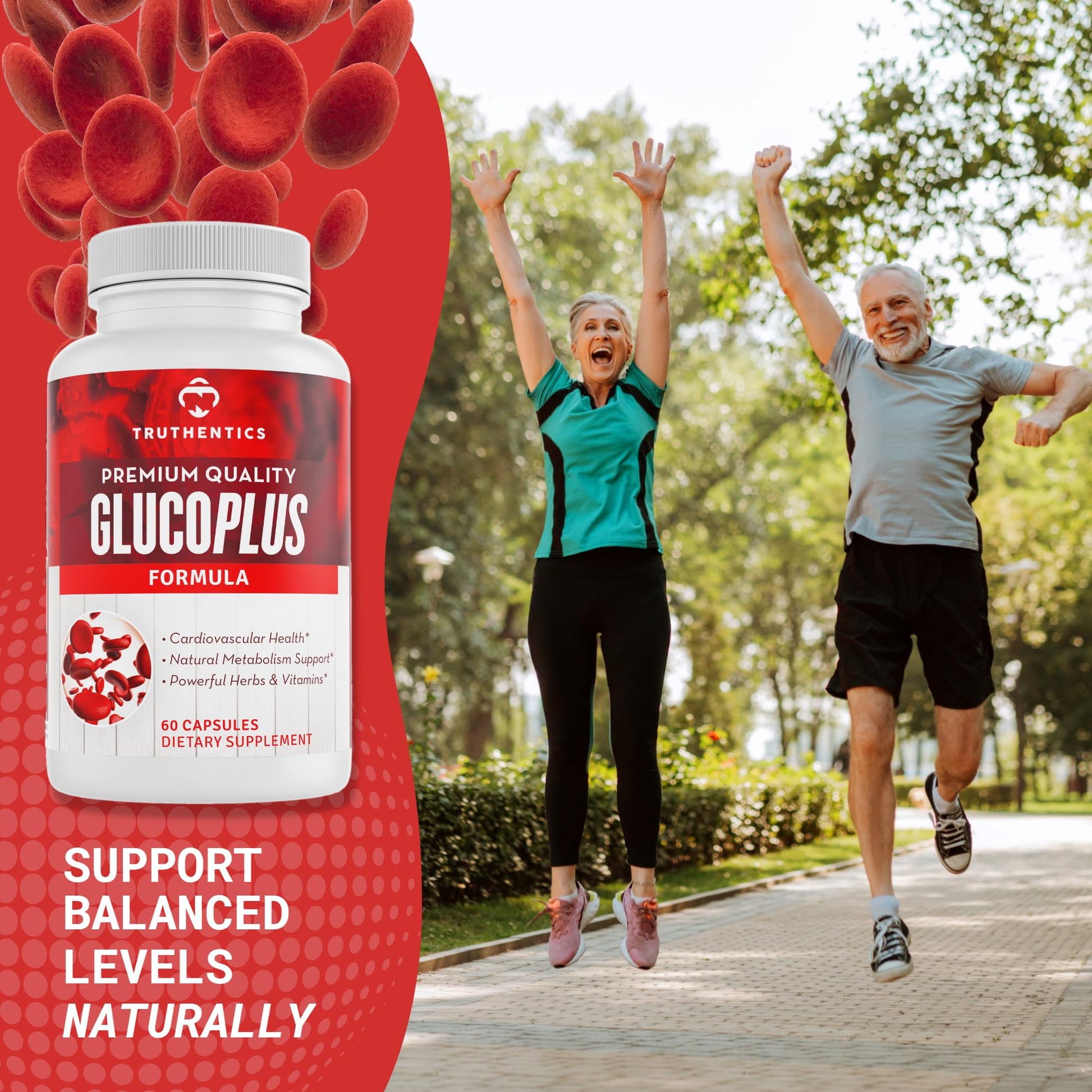 TRUTHENTICS GlucoPlus - 20 Herbs, Vitamins & Minerals with Cinnamon, Chromium, Vanadium, Bitter Melon, Alpha Lipoic Acid, Magnesium - Gluten Free, Non-GMO - 60 Capsules TRUTHENTICS uk supplements