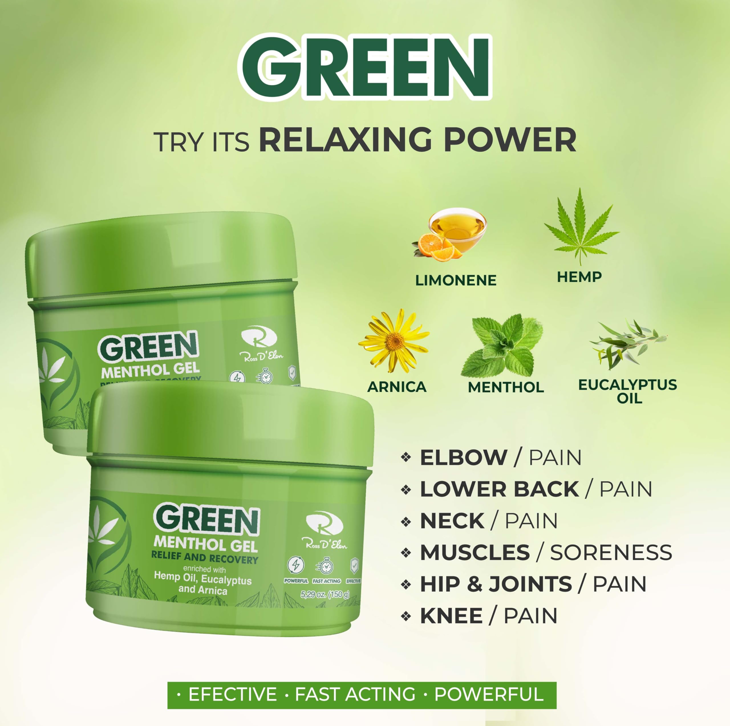 Ross D’Elen Green Menthol Gel Small - 3 Pack (3) ROSS D'ELEN uk supplements