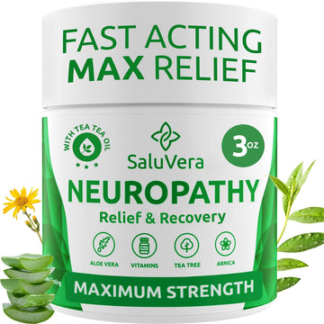 SaluVera Neuropathy Pain Relief Cream - Maximum Strength Nerve Pain Reliever for Foot, Toes, Hands, Legs with Aloe Vera, Arnica, MSM Vitamin B6, and Menthol for Fast-Acting Relief 3oz SaluVera uk supplements
