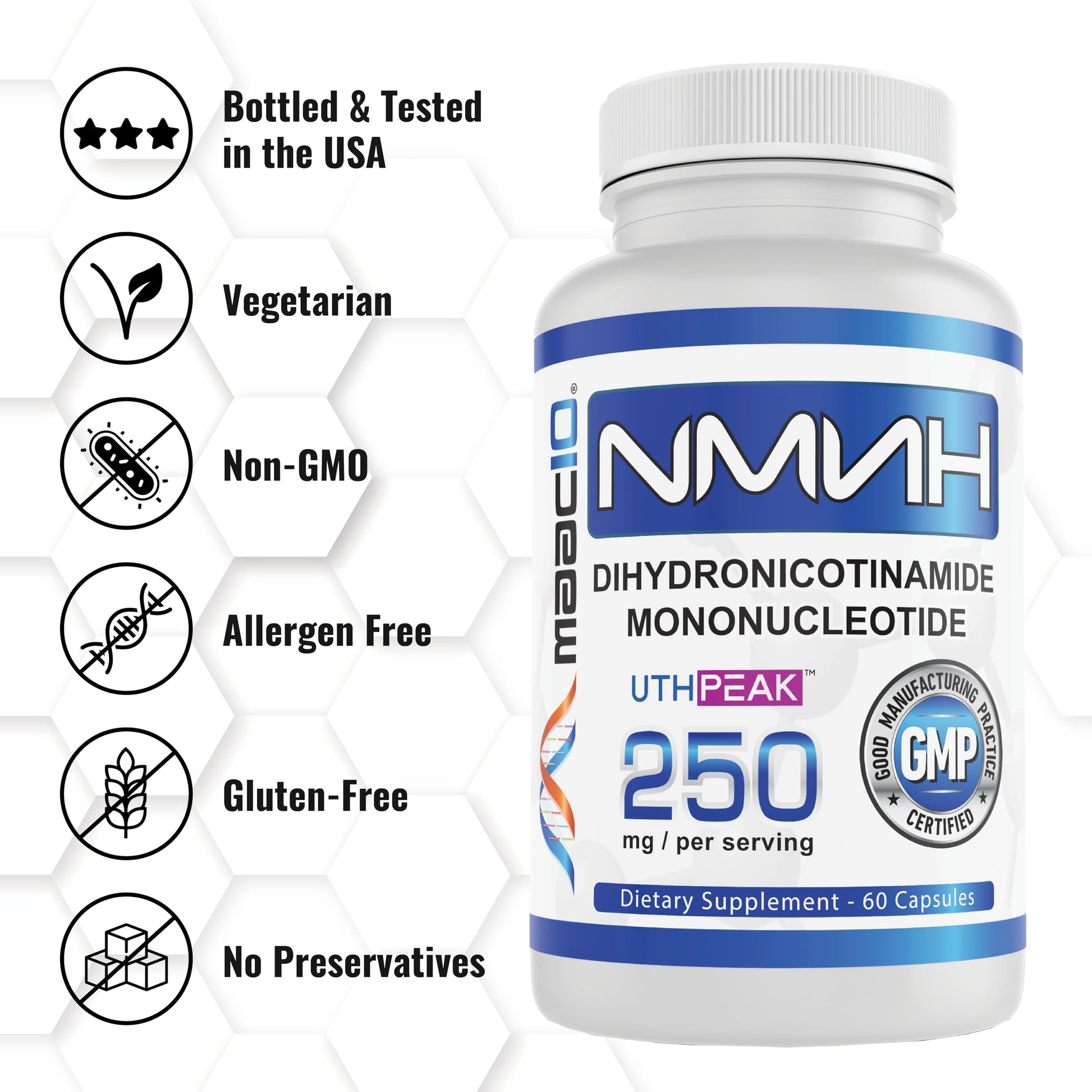 MAAC10 NMNH (NMN Supplement Alternative) 250mg Serving | Uthpeak™ NMNH (Dihydronicotinamide Mononucleotide) for Better Stability | 30-Day Supply. MAAC10 uk supplements