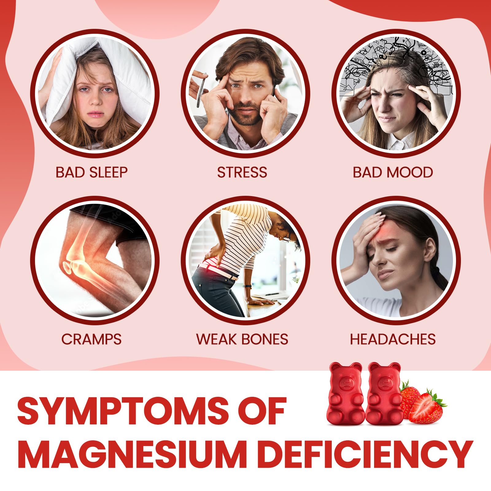 Magnesium Glycinate Gummies 500mg - Magnesium Supplement with Vitamin B6 for Adults & Magnesium for Kids - Calm Magnesium for Sleep, Mood, Muscle Support - Strawberry Flavor, 60 Gummies dilib uk supplements