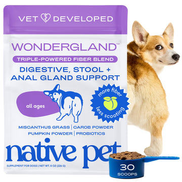 Native Pet WonderGland - Dog Anal Gland Supplement - Promotes Firm Stools, Natural Gland Expression to Help Reduce Scooting - Fiber Food Topper with Miscanthus Grass, Pumpkin & Probiotics - 30 Scoops Native Pet uk supplements