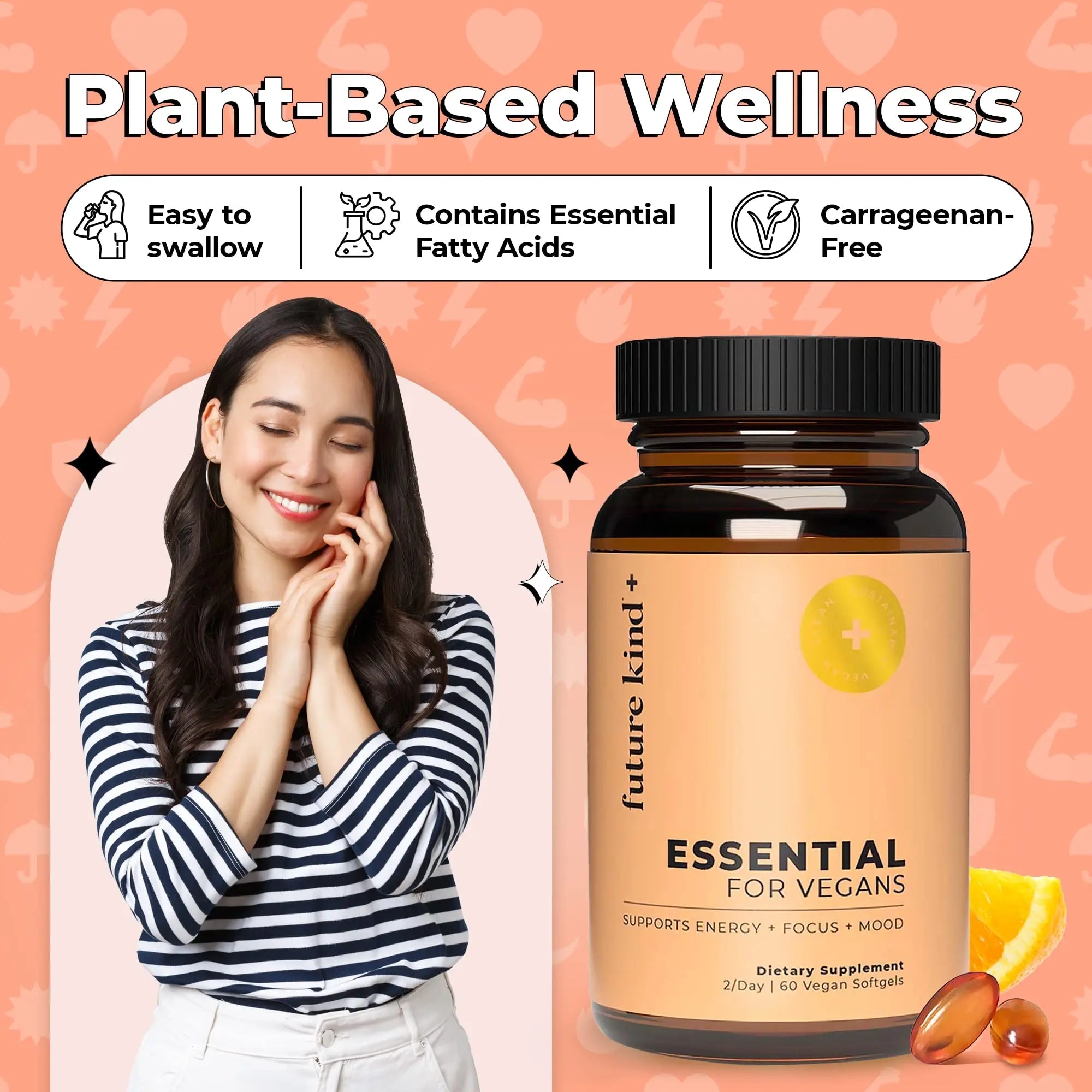 Future Kind Vegan Multivitamins - Glass Bottle & Made for Vegans with Omega 3 DHA, EPA, Vitamin B12 & D3 for Energy, Focus, & Mood (60 Softgels) Future Kind uk supplements