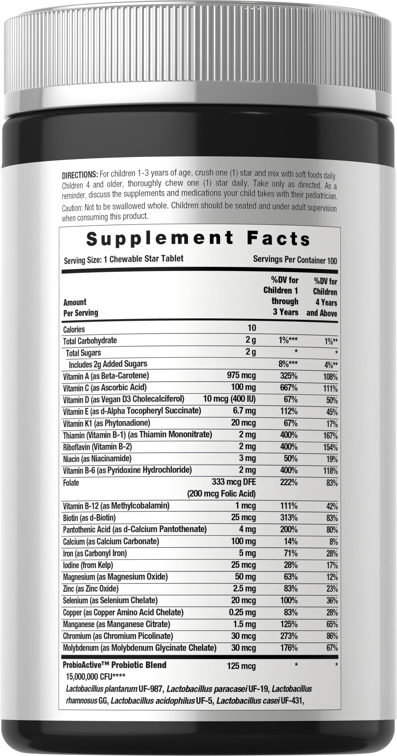 Horbäach Kids Multivitamin with Probiotics | 100 Chewable Tablets | Fruit Punch Flavor | Vegetarian, Non-GMO, Gluten Free Children's Supplement Horbäach uk supplements