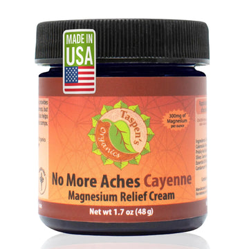 Taspen's Organics Magnesium No More Aches Cayenne Relief Cream – Pain, Tension & Nerve Comfort – Muscle Relief – Warming with Cayenne, Ginger, Arnica & St. John's Wort – Topical Fast Relief (1.7 oz) Taspen's Organics uk supplements