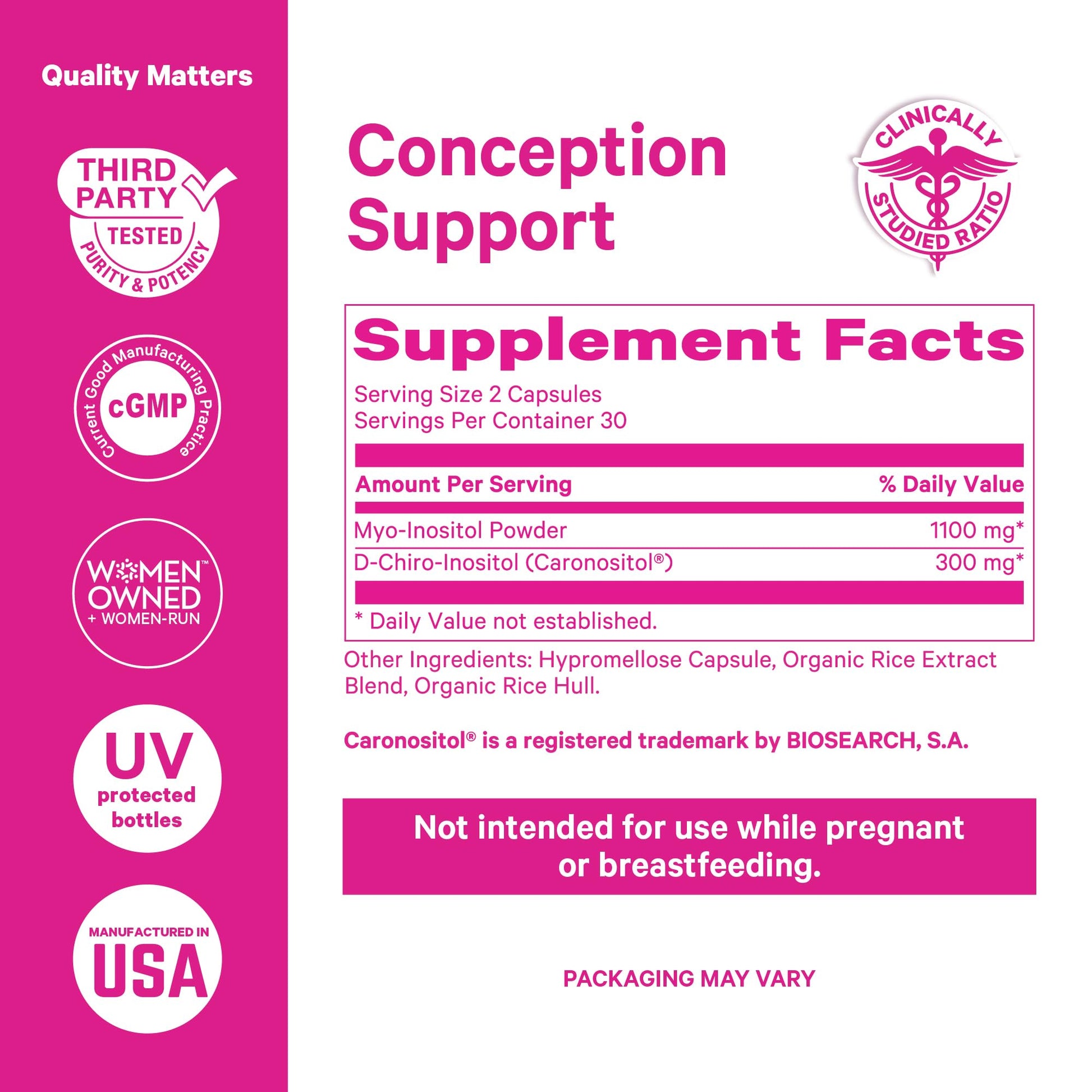 Pink Stork Myo-Inositol & D-Chiro Inositol: 3.6:1 Blend to Support Fertility, Hormone Balance for Women - Ovarian Function, Ovulation, Conception, and Period Support Supplement - 60 Capsules Pink Stork uk supplements