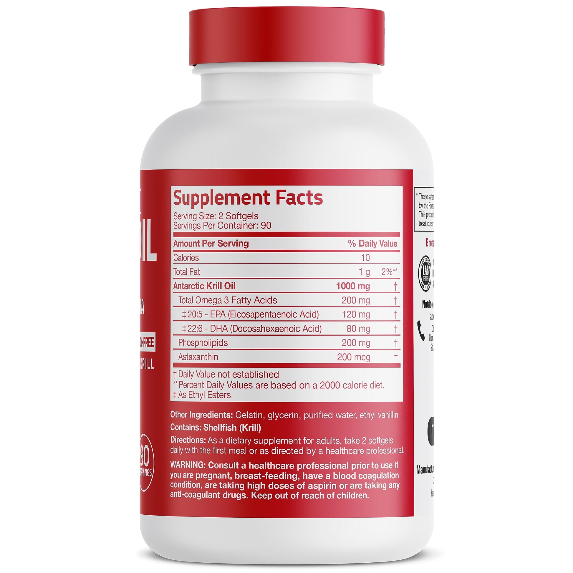 Bronson Antarctic Krill Oil 1000 mg with Omega-3s EPA, DHA, Astaxanthin and Phospholipid Bronson uk supplements