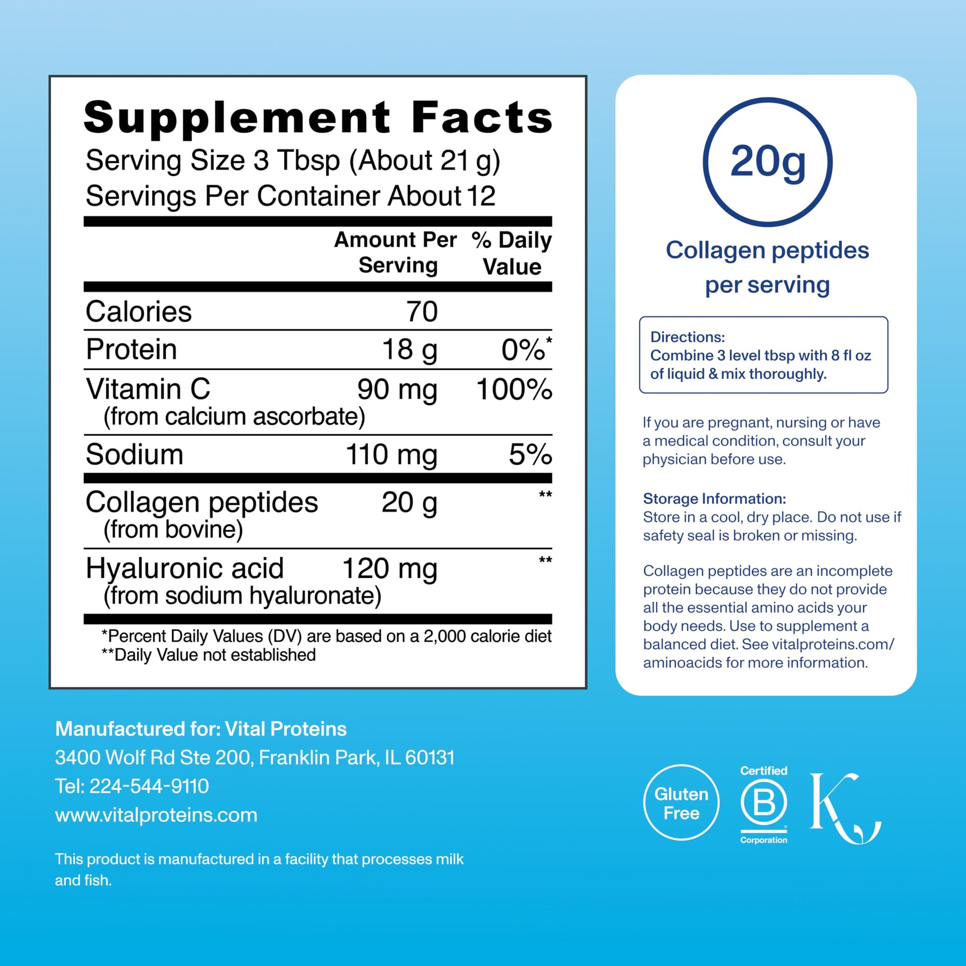 Vital Proteins Collagen Peptides Powder Advanced with Hyaluronic Acid & Vitamin C, Collagen Supplements, Unflavored, 12 Servings Vital Proteins uk supplements